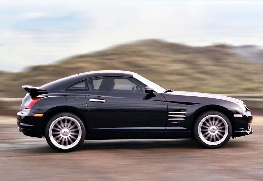 Chrysler Crossfire, sleek black, desert road, SD Desktop Wallpaper