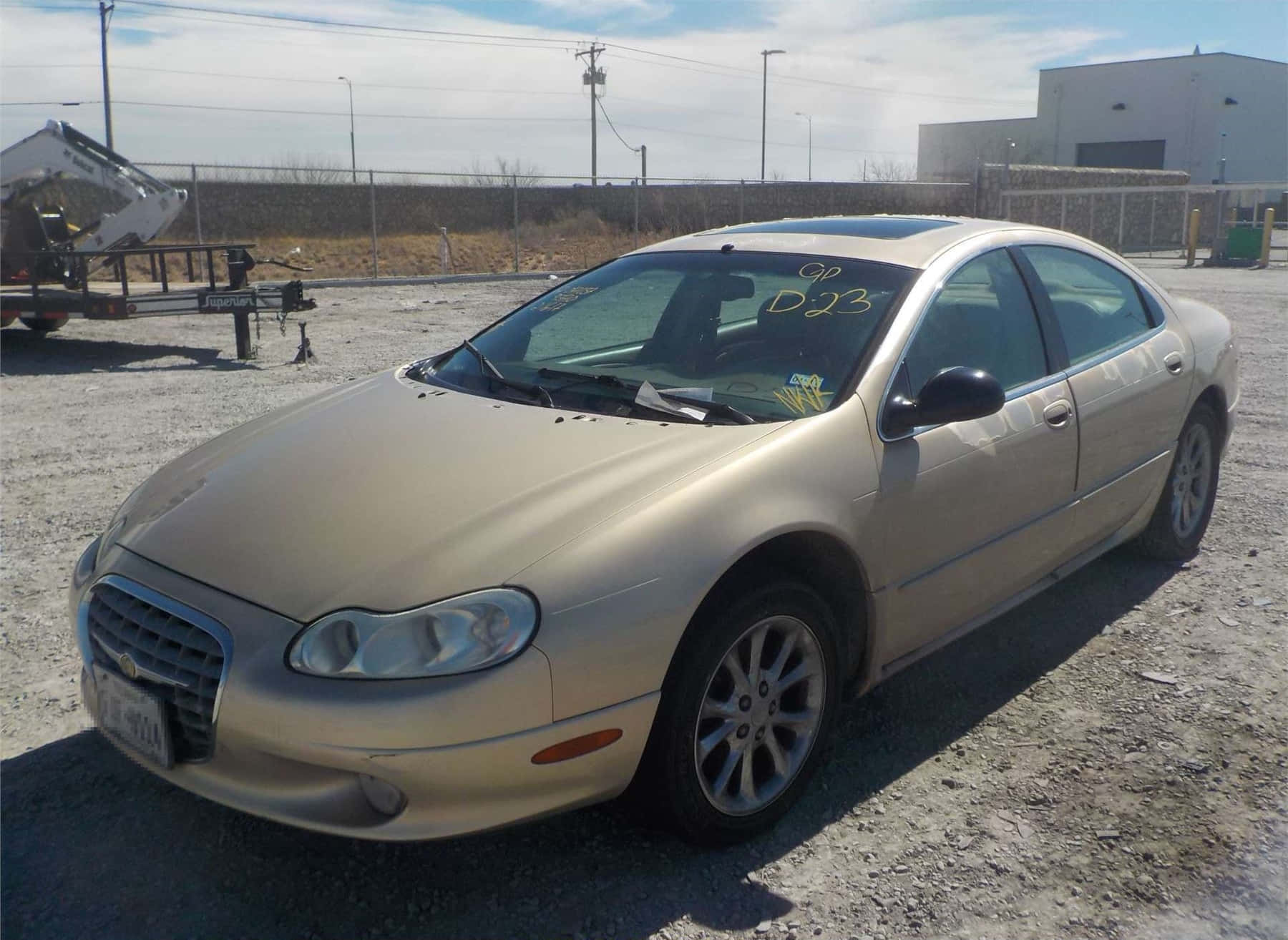 Chrysler LHS, gold sedan, gravel, HD Desktop Wallpaper