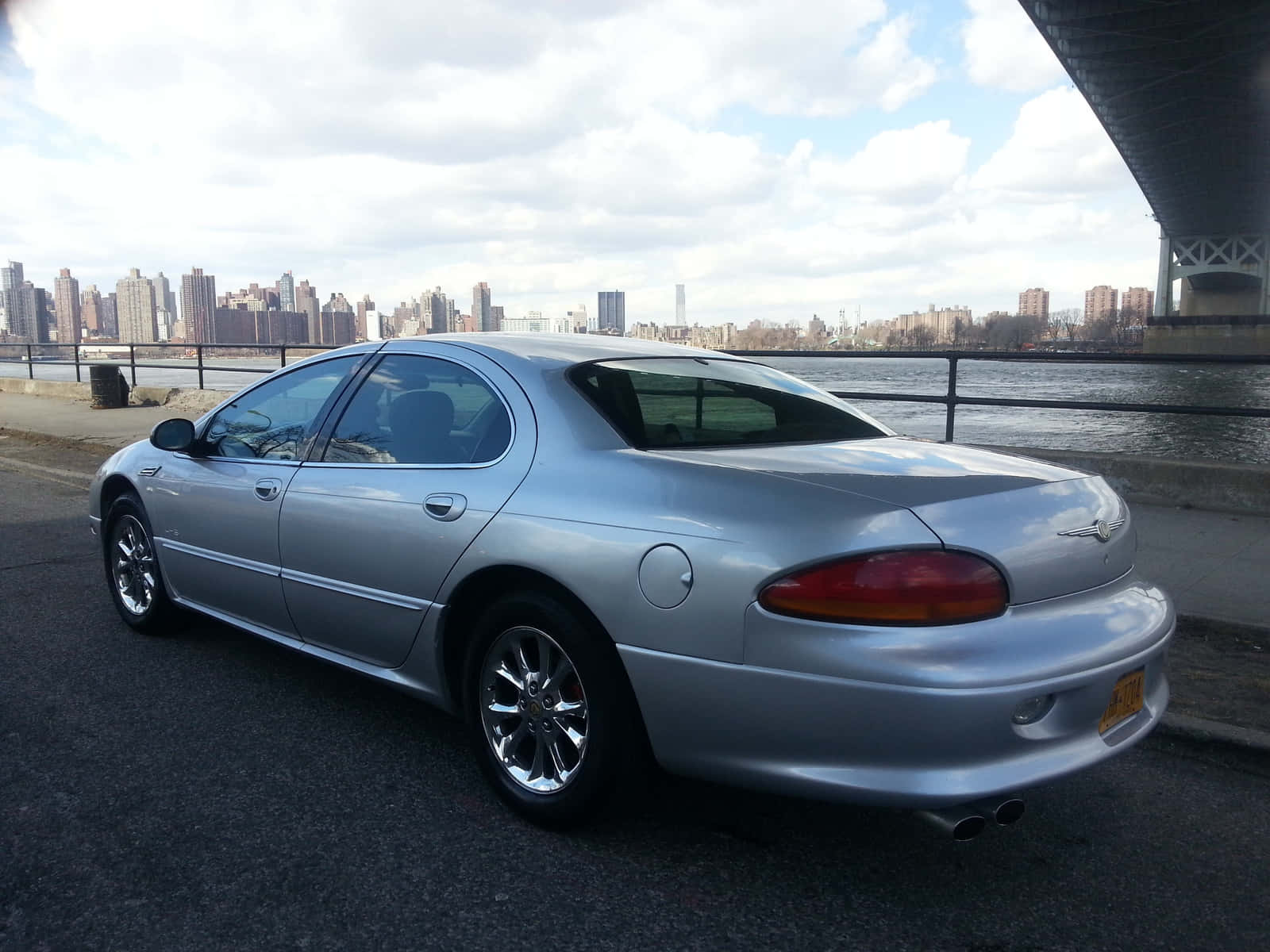Chrysler LHS, silver, waterfront, HD Desktop Wallpaper