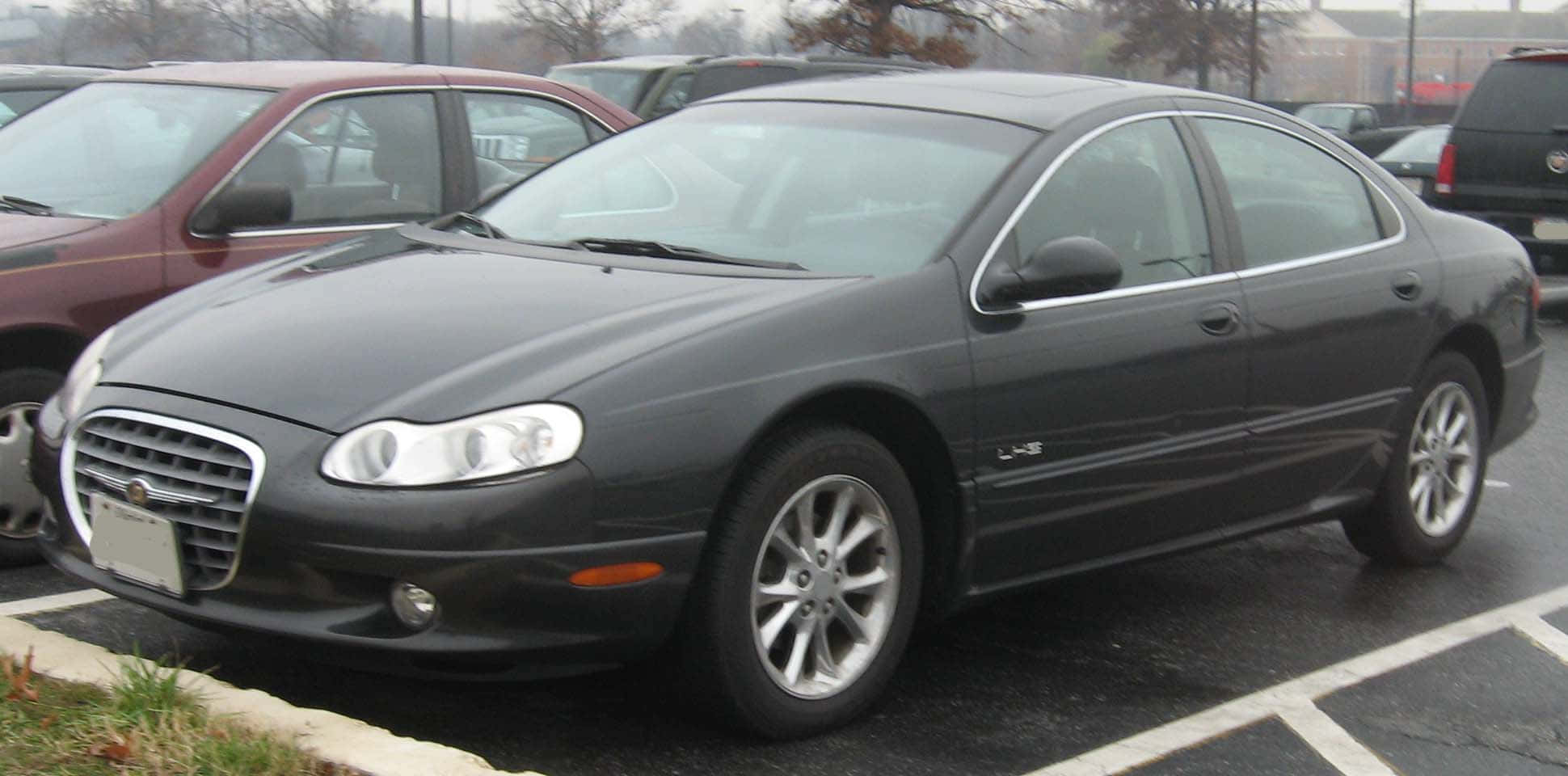 Chrysler LHS, black, wet parking lot, Full HD Desktop Wallpaper