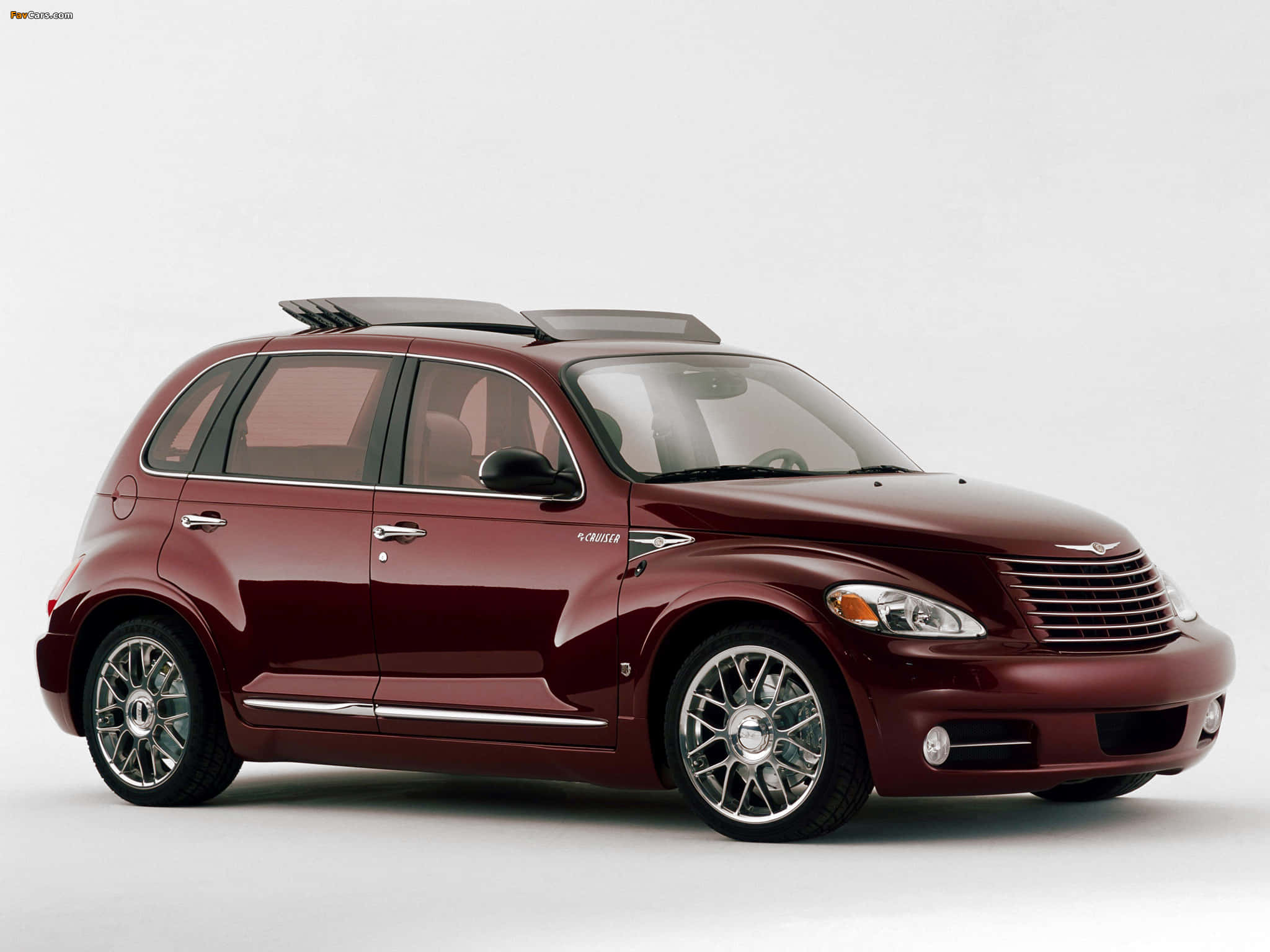 Chrysler Pt Cruiser, maroon, chrome wheels, Full HD Desktop Wallpaper