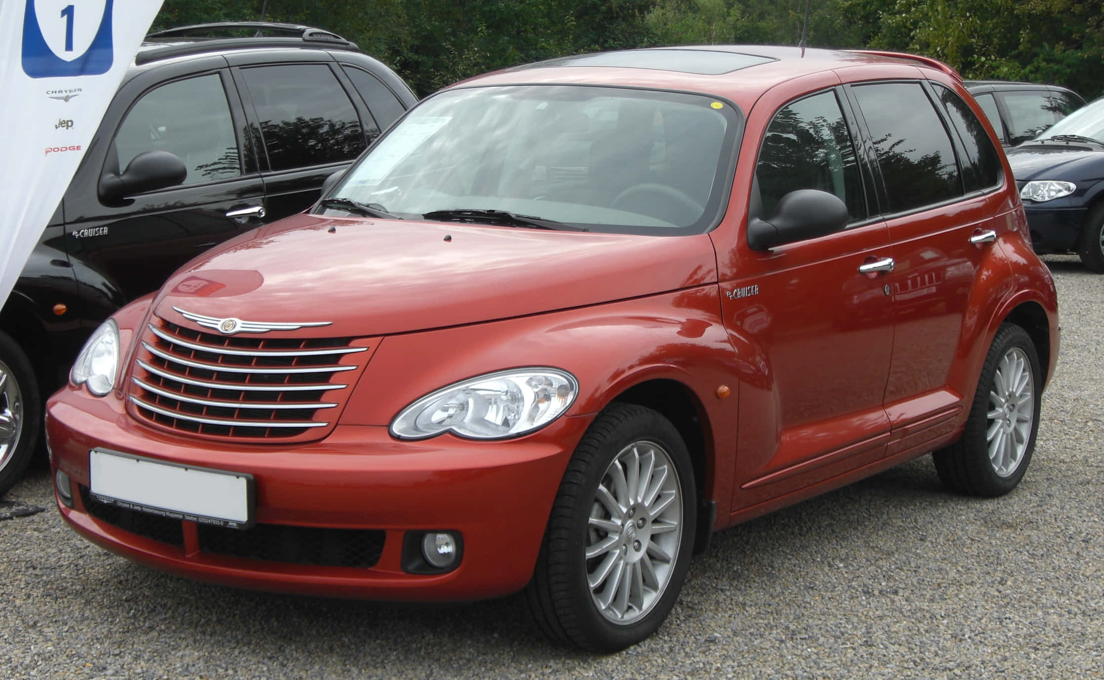 Chrysler PT Cruiser, glossy red, gravel, Full HD Desktop Wallpaper