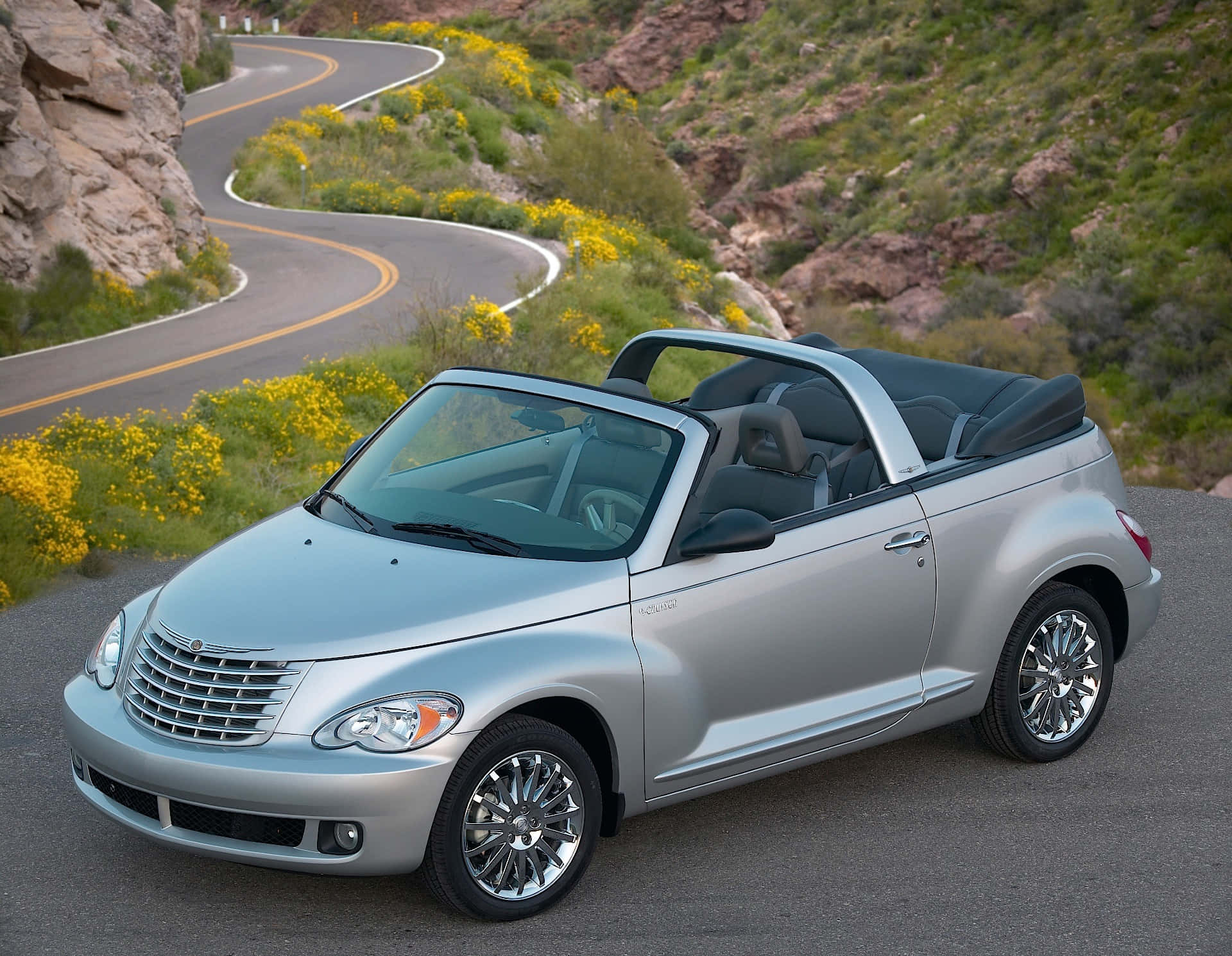 Chrysler PT Cruiser, silver, convertible, Full HD Desktop Wallpaper