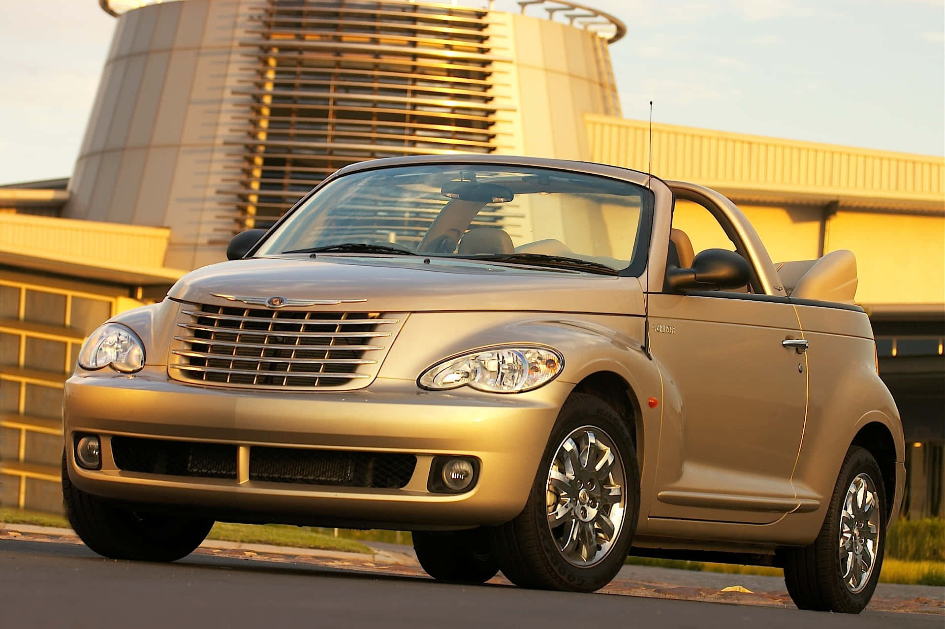 Chrysler PT Cruiser, gold, convertible, Full HD Desktop Wallpaper