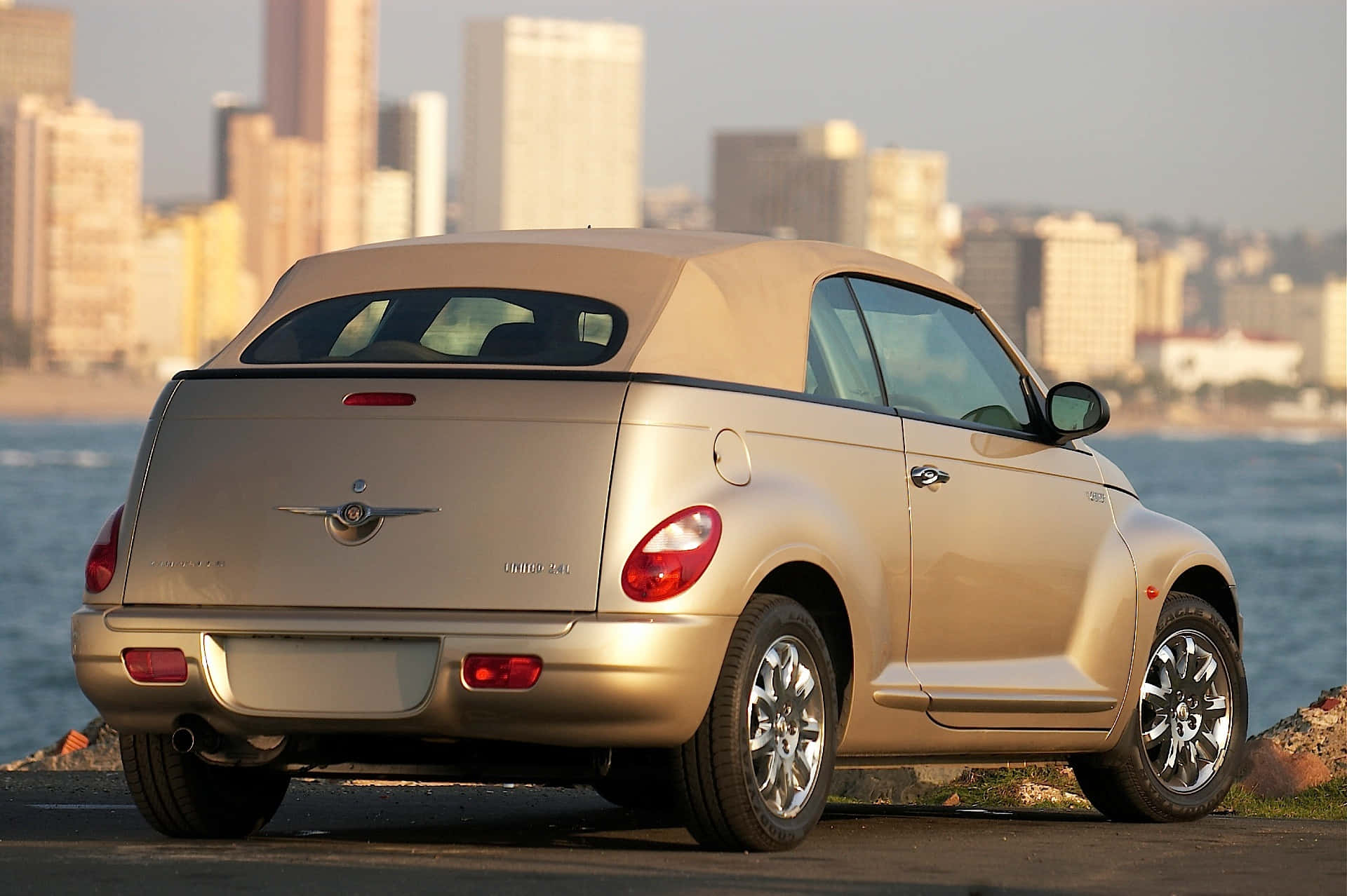 Chrysler PT Cruiser, gold, convertible, Full HD Desktop Wallpaper