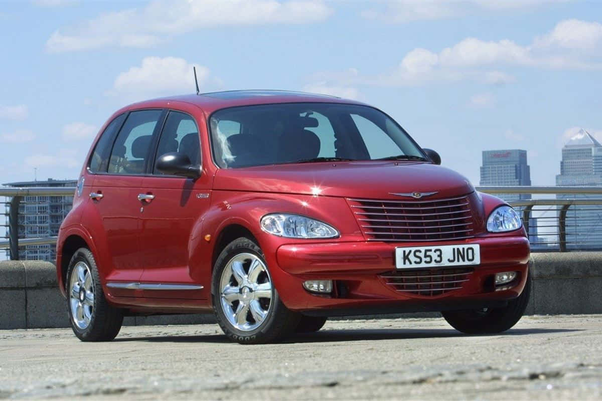 Chrysler PT Cruiser, red, concrete overlook, SD Desktop Wallpaper