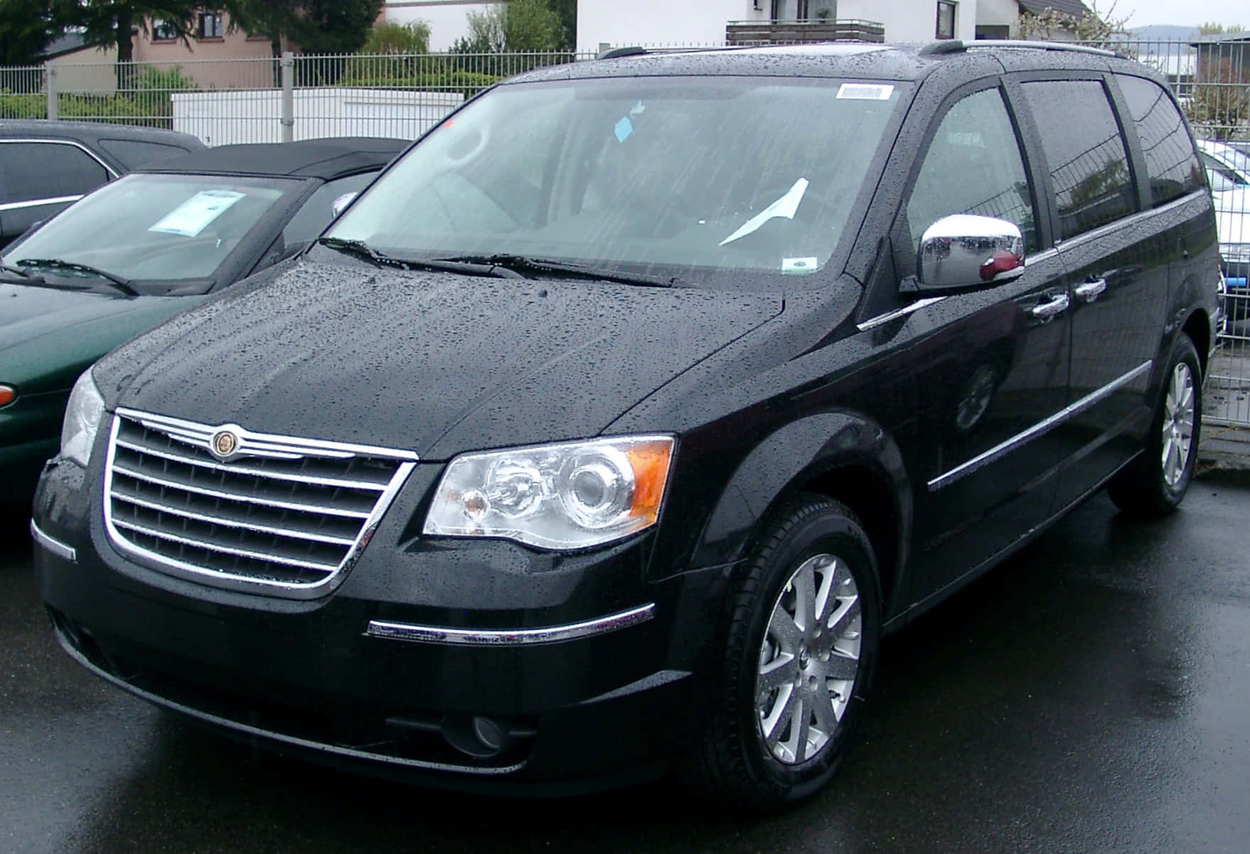 Chrysler Voyager, black, raindrops, HD Desktop Wallpaper