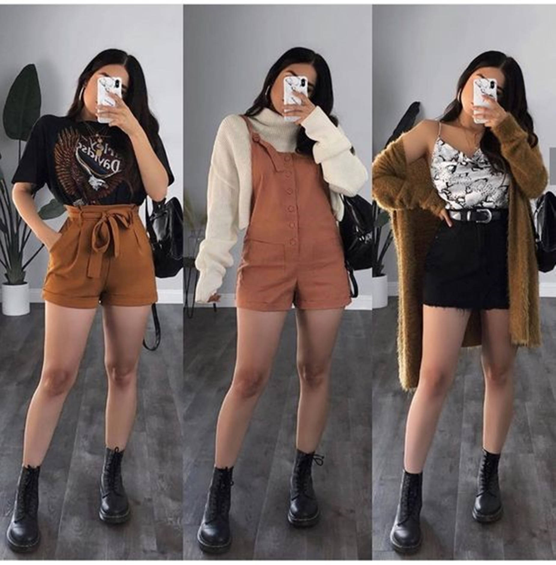 neutral outfit, gray flooring, potted plants, HD Phone Wallpaper