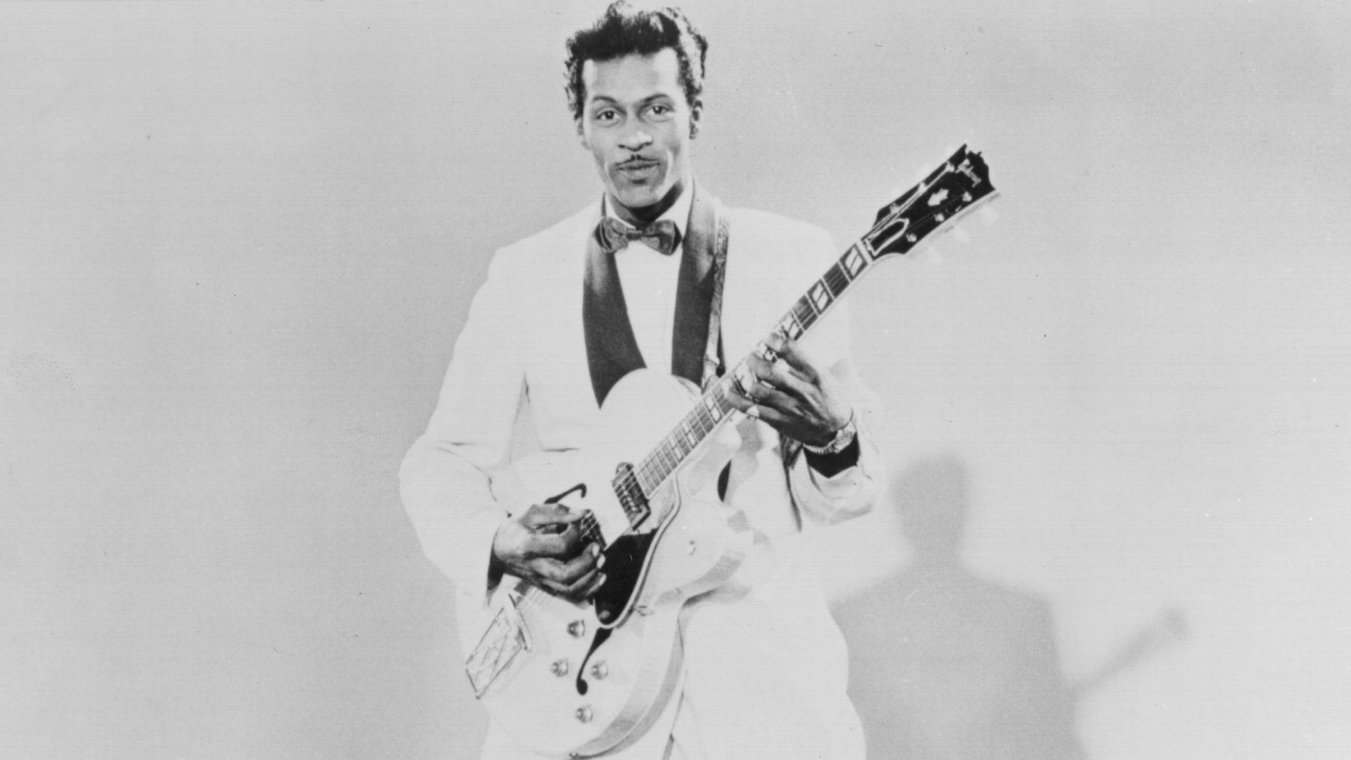 Chuck Berry, white suit, bow tie, Full HD Desktop Wallpaper