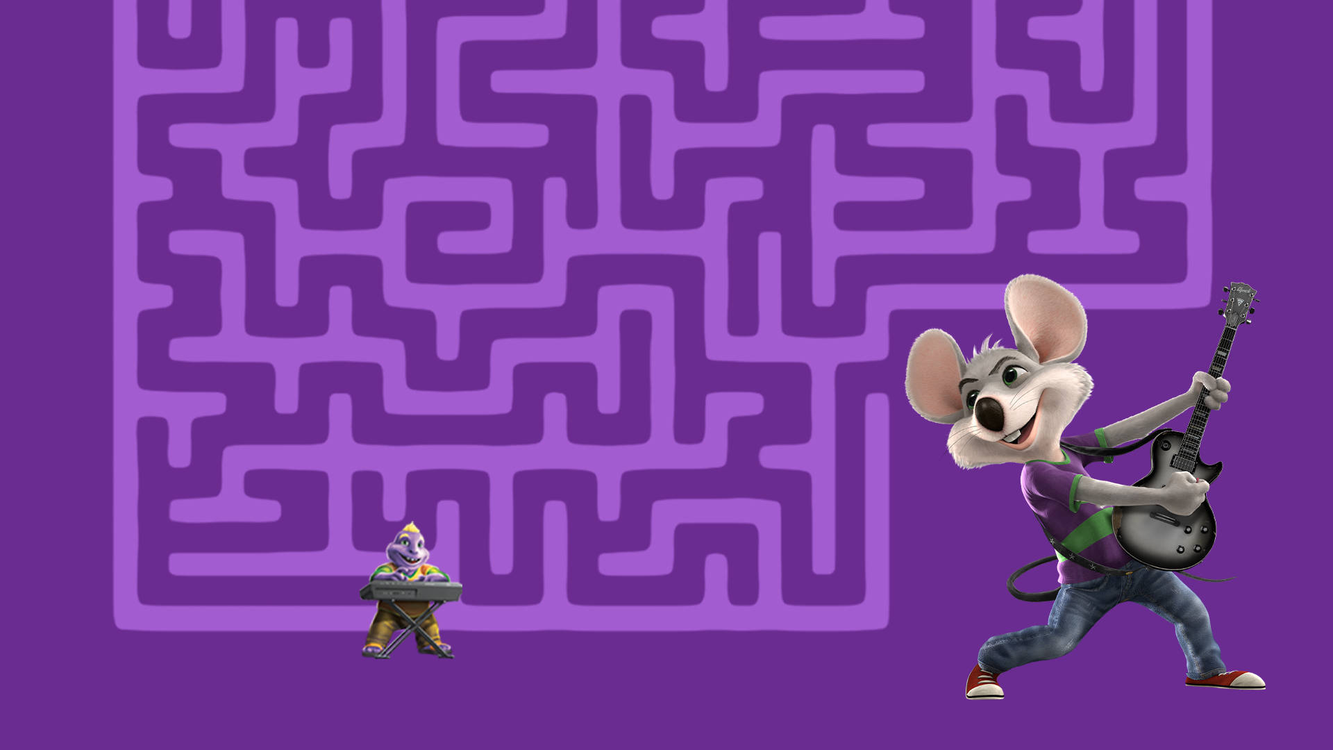 Chuck E Cheese, maze pattern, animated mice, Full HD Desktop Wallpaper
