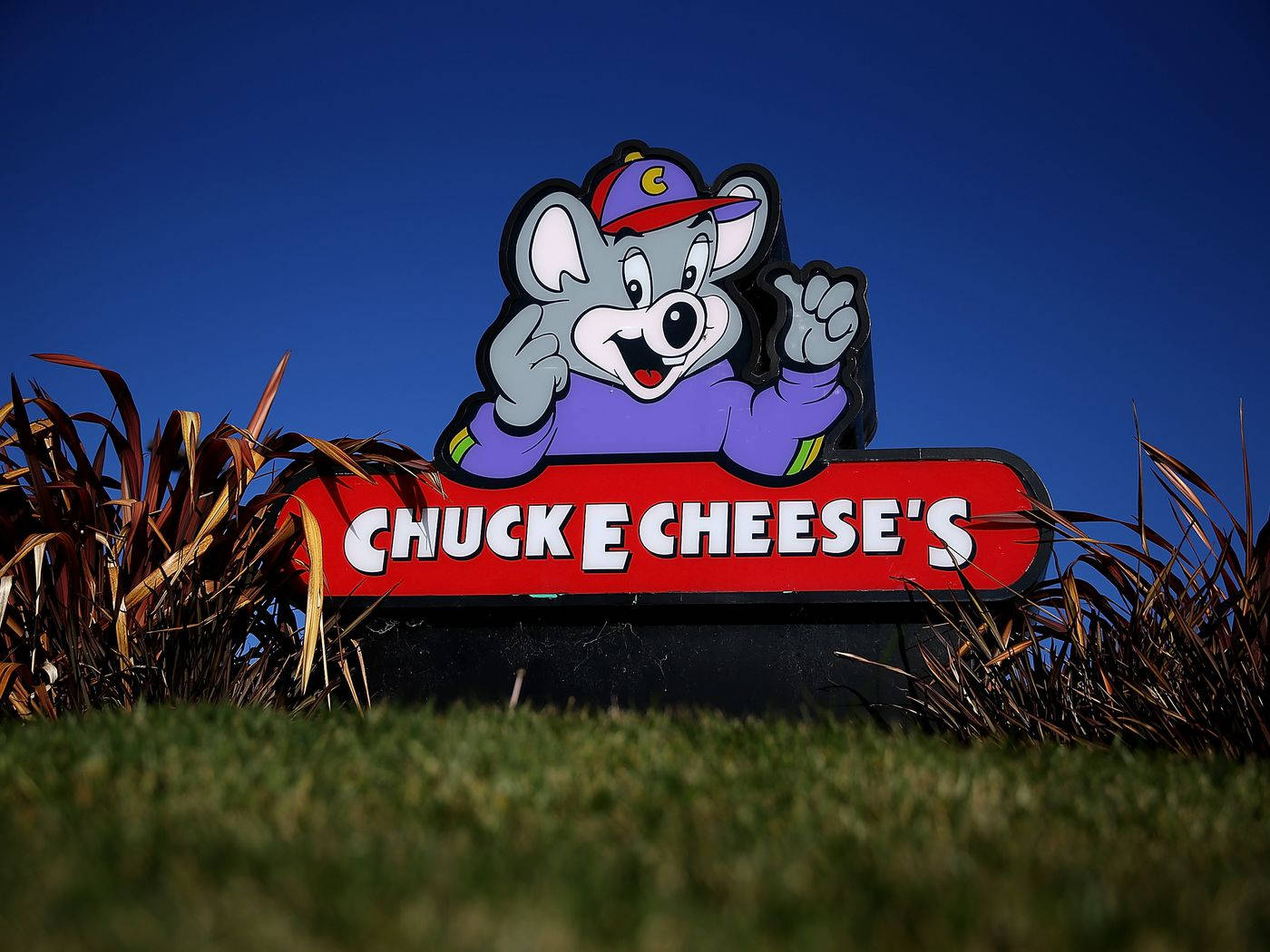 Chuck E Cheese, mascot sign, cartoon mouse, HD Desktop Wallpaper