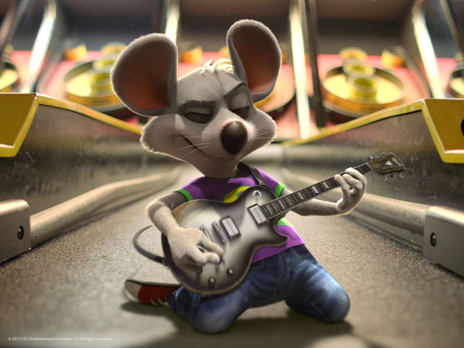 Chuck E Cheese, purple shirt, jeans, HD Desktop Wallpaper
