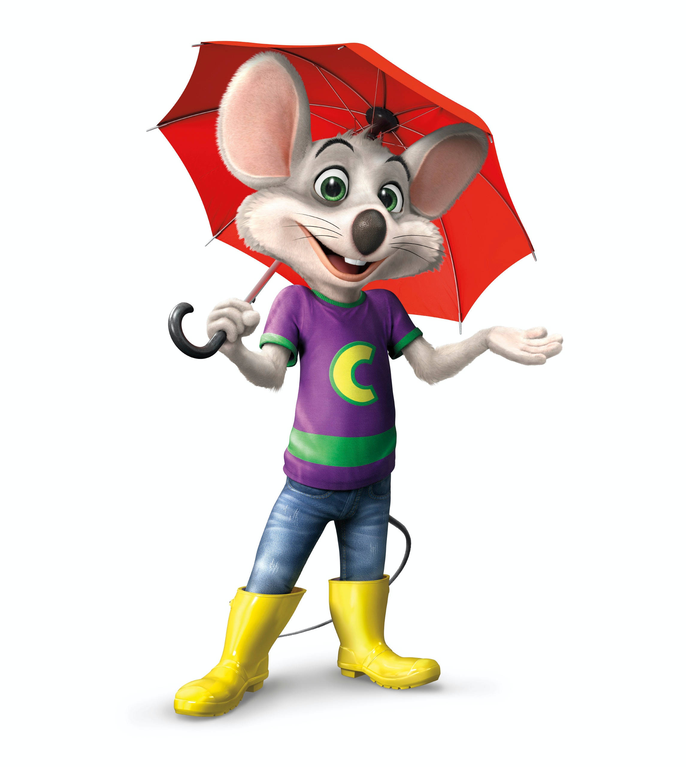 Chuck E Cheese, yellow boots, purple shirt, 2K Phone Wallpaper