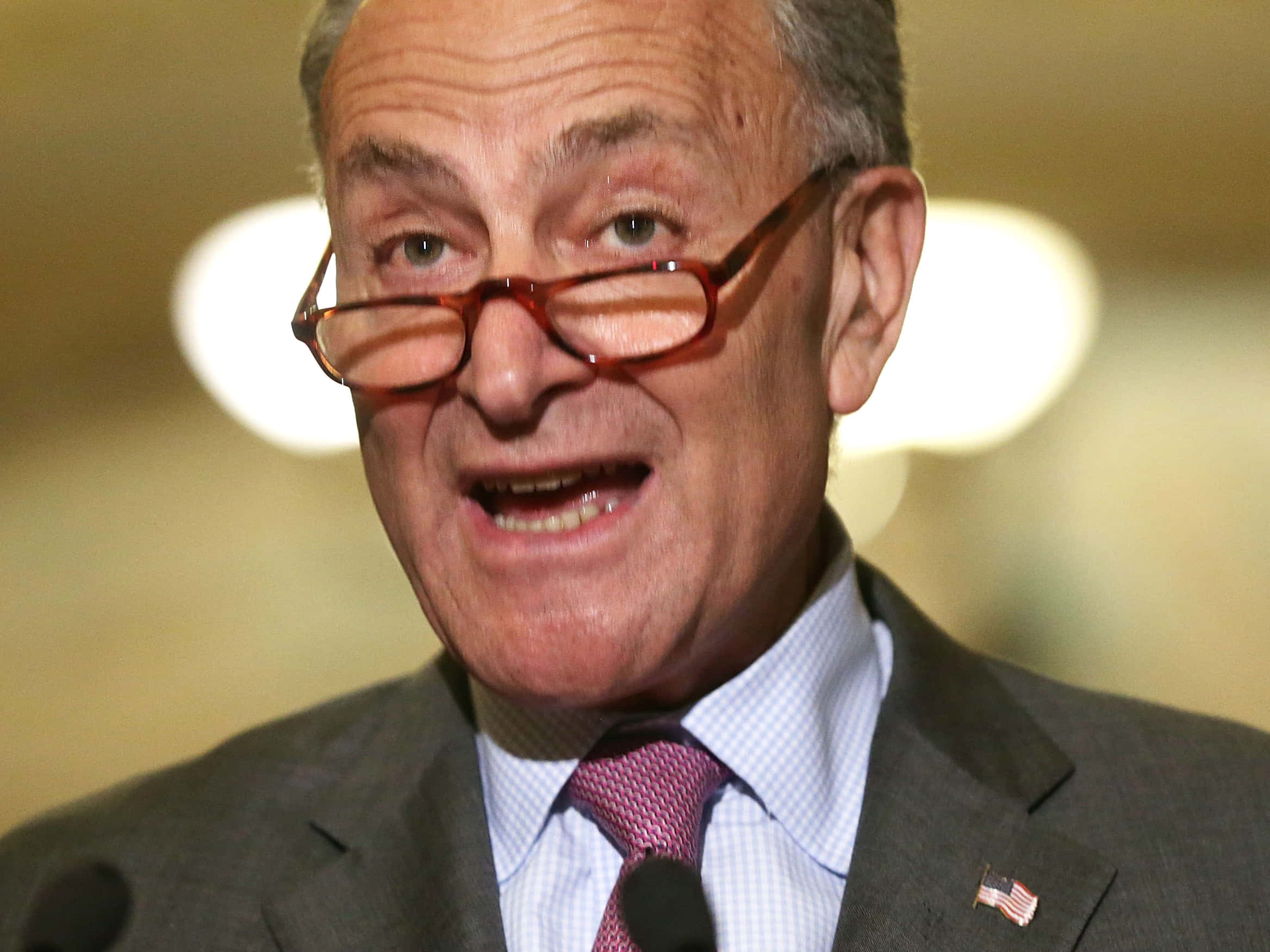 Chuck Schumer, microphones, suit and tie, Full HD Desktop Wallpaper
