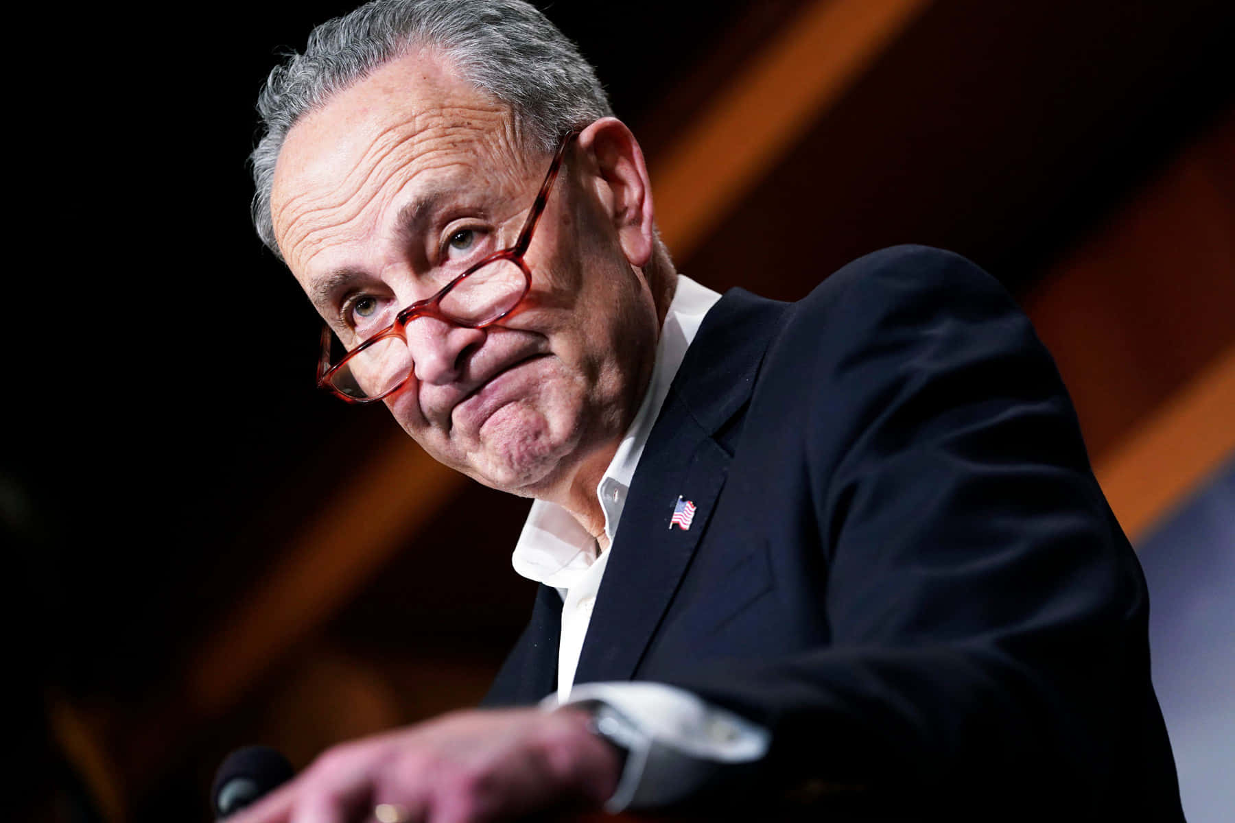 Chuck Schumer, red glasses, gray hair, HD Desktop Wallpaper