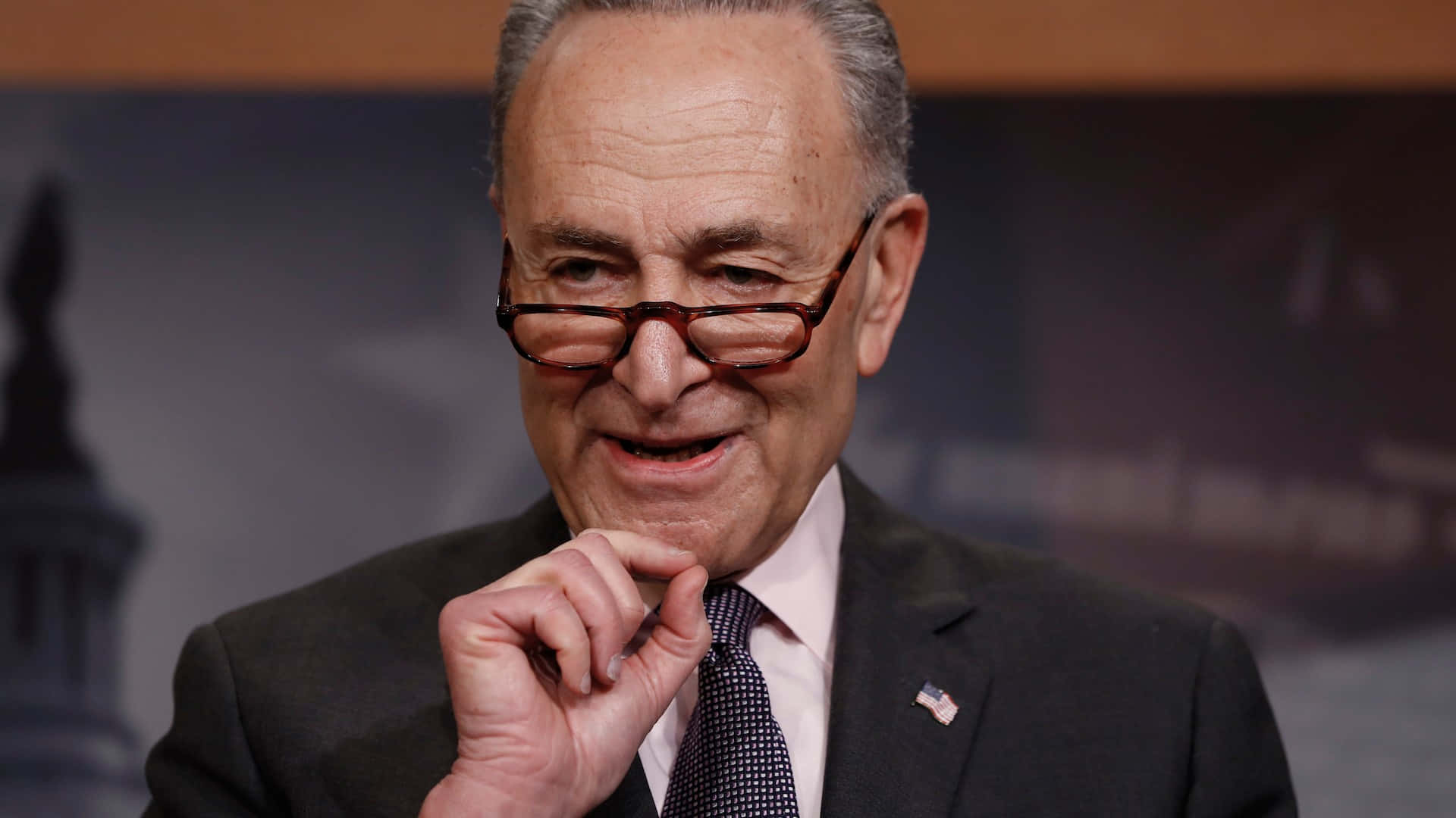 Chuck Schumer, press conference, smiling, Full HD Desktop Wallpaper