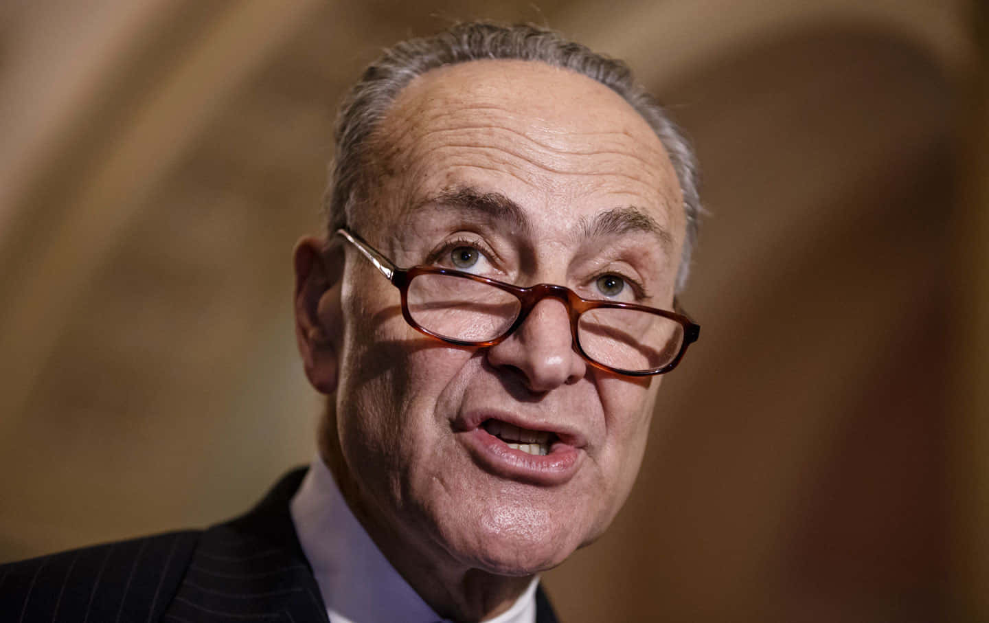 Chuck Schumer, glasses, warm blurred architectural background, HD Desktop Wallpaper