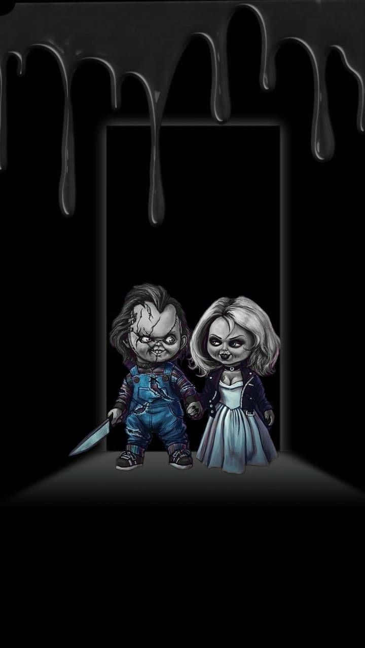 Chucky, Tiffany, dark doorway, HD Phone Wallpaper