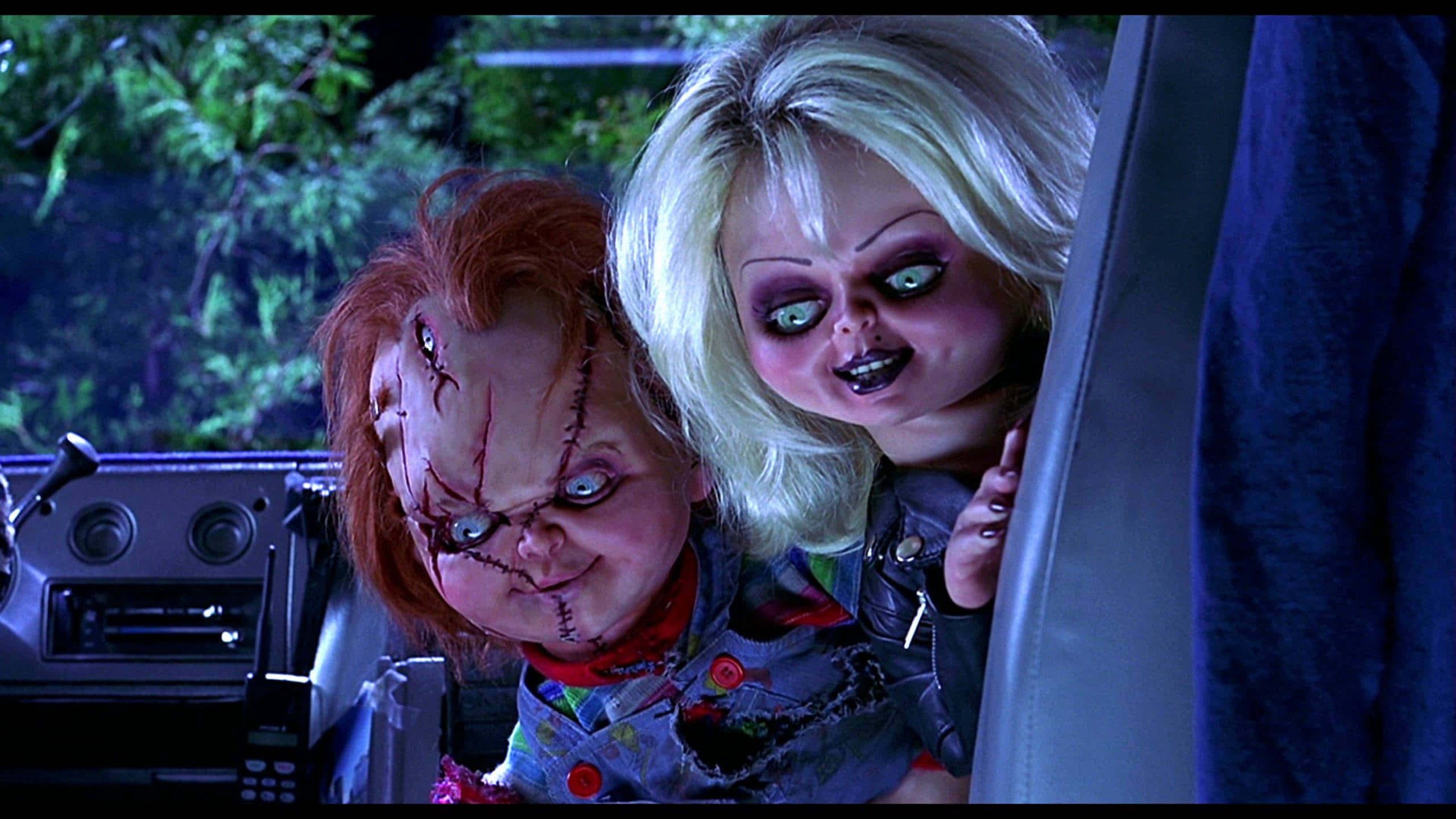 Chucky, Tiffany, car, 2K Desktop Wallpaper