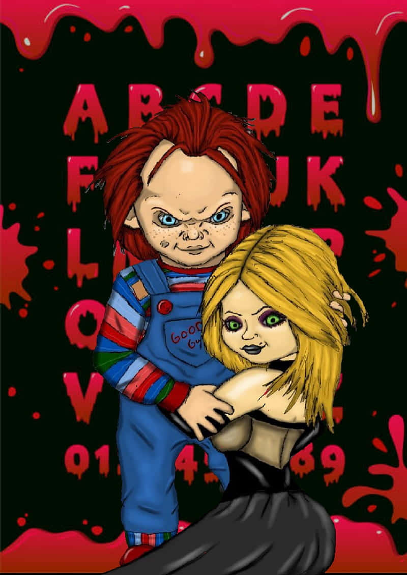 Chucky, Tiffany, black background, SD Phone Wallpaper