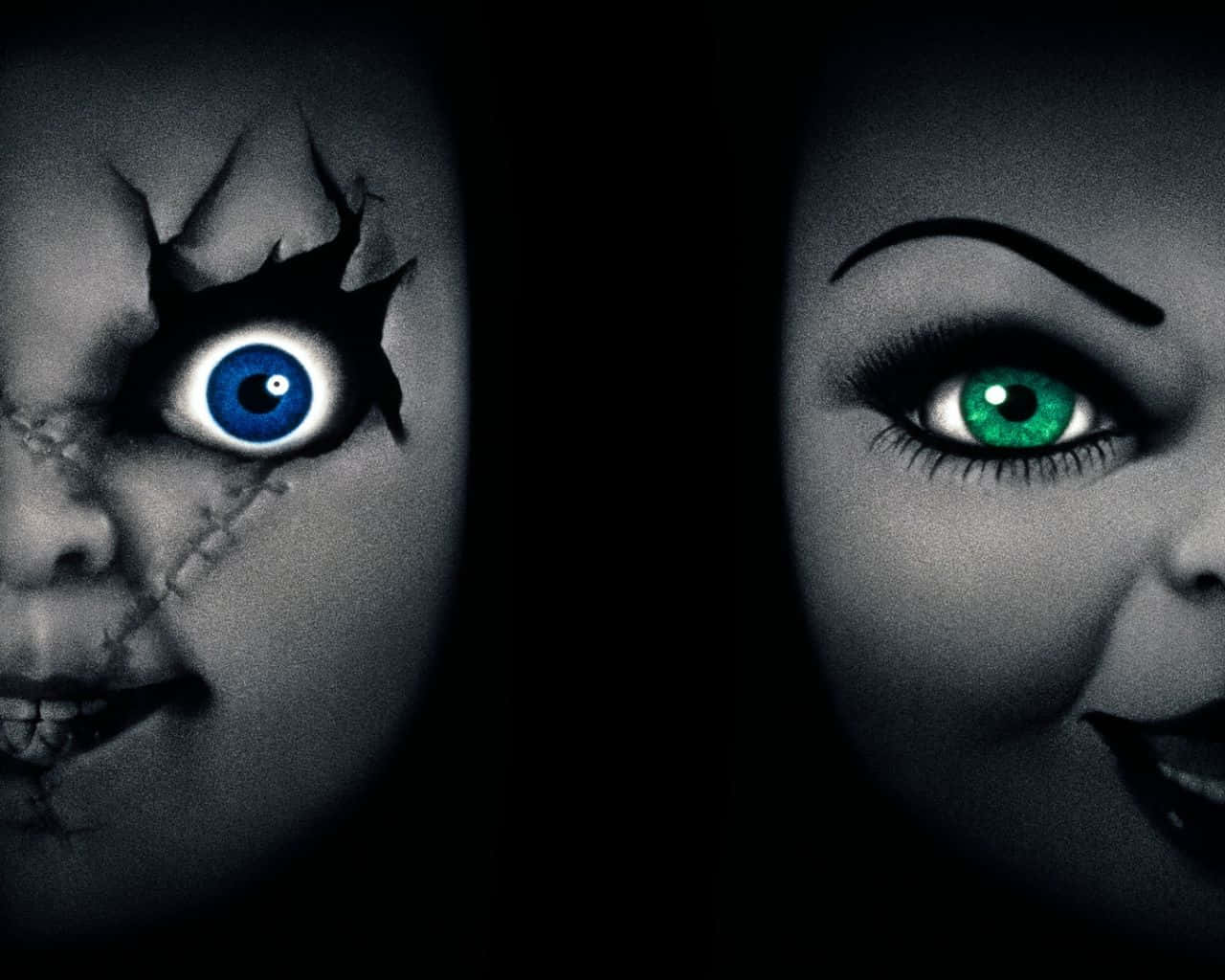 Chucky, Tiffany, glowing blue eyes, HD Desktop Wallpaper