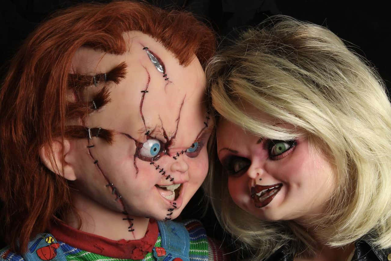 Chucky And Tiffany, stitched faces, glowing eyes, HD Desktop Wallpaper