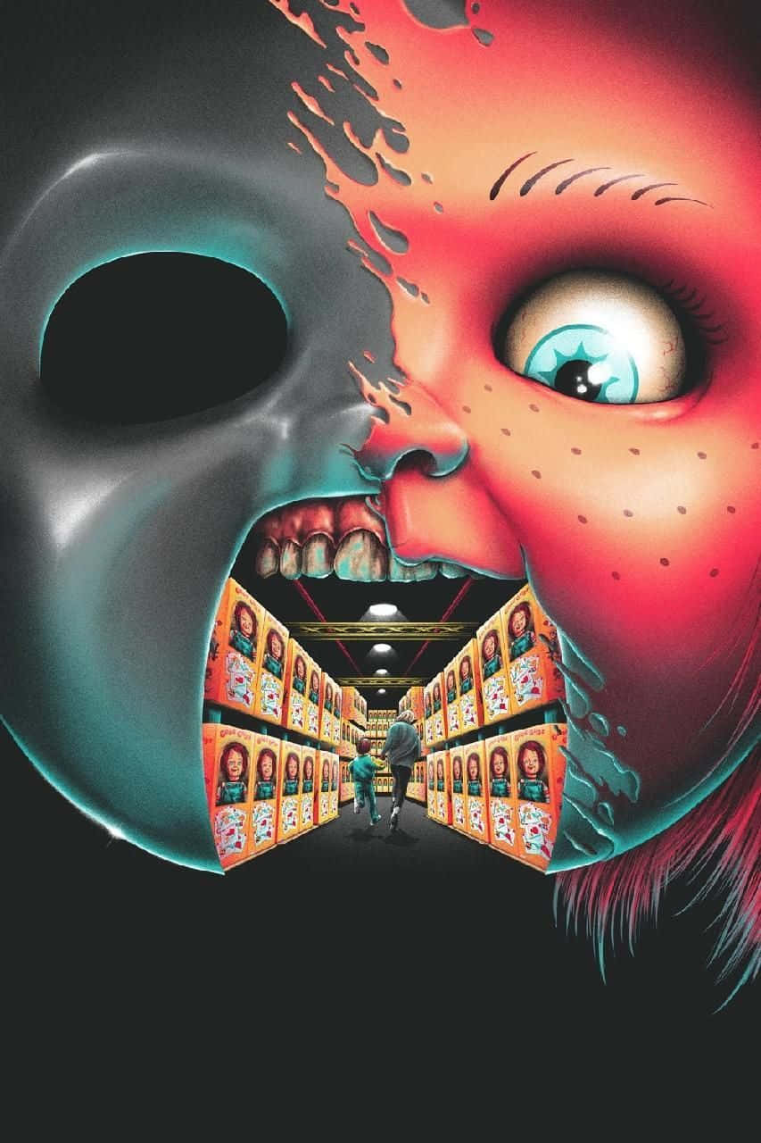 Chucky And Tiffany, skull, grotesque red face, HD Phone Wallpaper