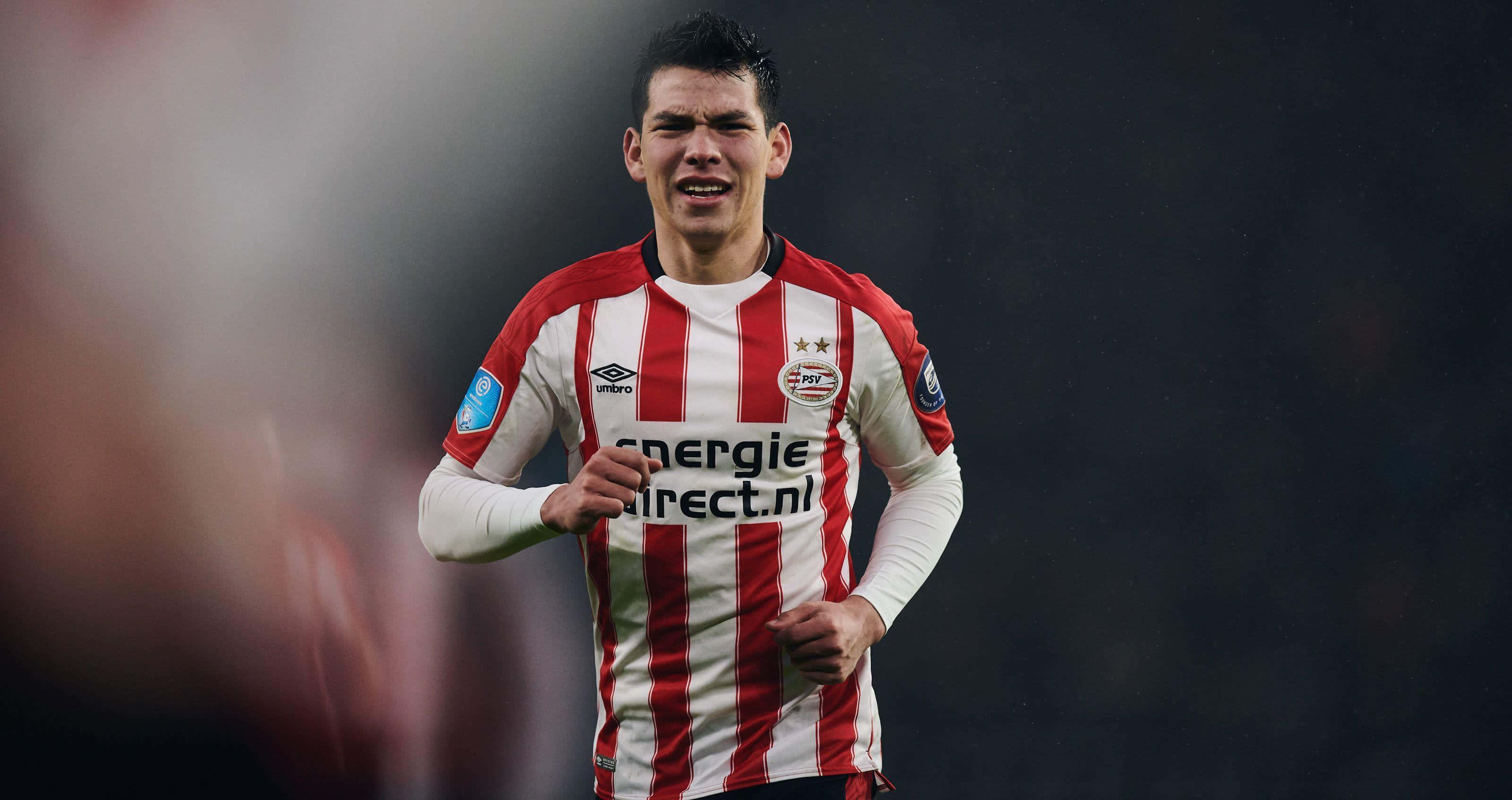 Chucky Lozano, red and white striped jersey, stadium lights, 2K Desktop Wallpaper