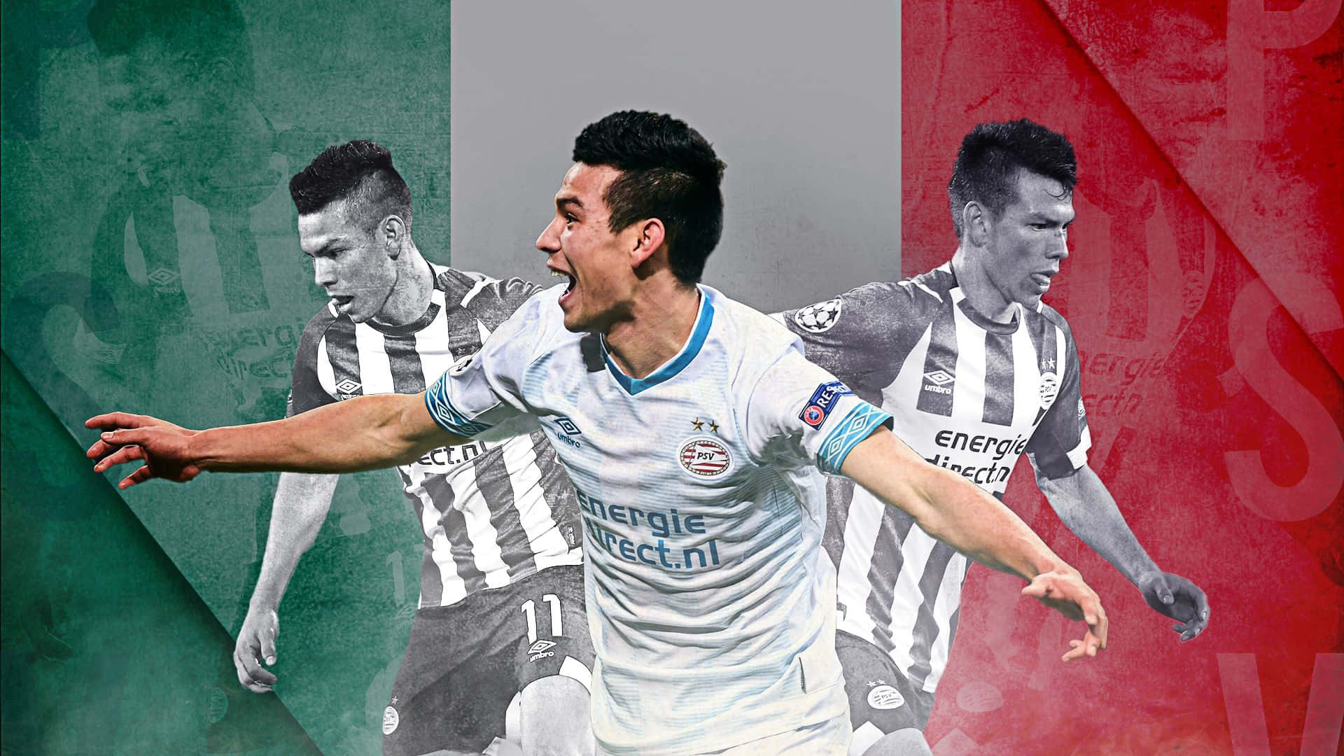 Chucky Lozano, white jersey, green gray and red, Full HD Desktop Wallpaper