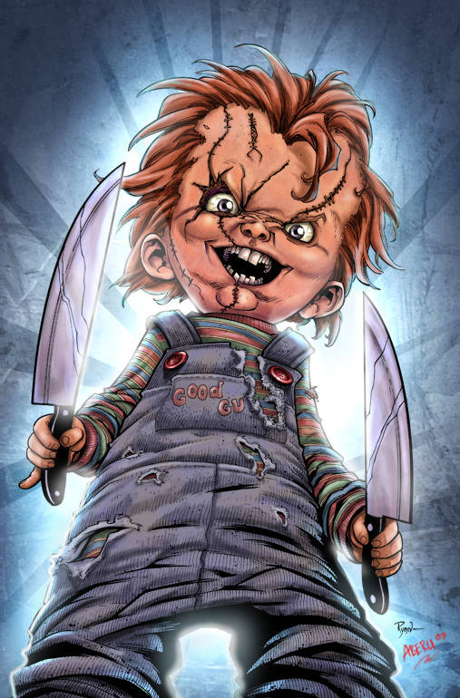 Chucky, stitched face, wild hair, SD Phone Wallpaper