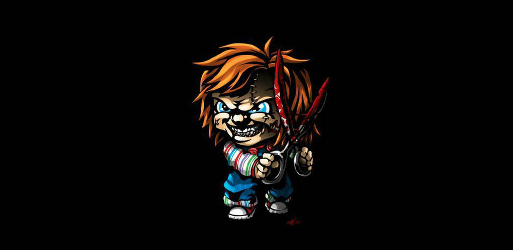 Chucky, bloody scissors, orange hair, SD Desktop Wallpaper