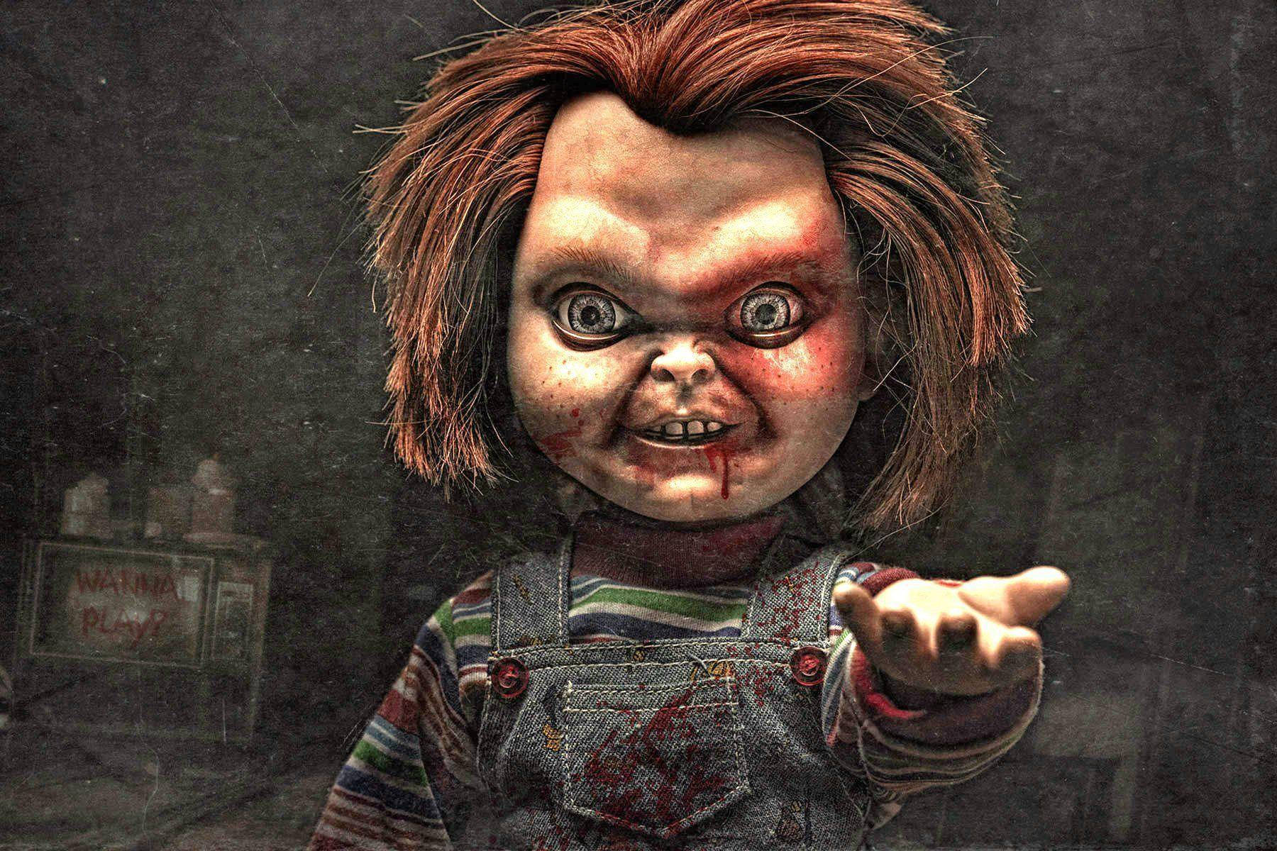 Chucky, bloody face, outstretched hand, HD Desktop Wallpaper