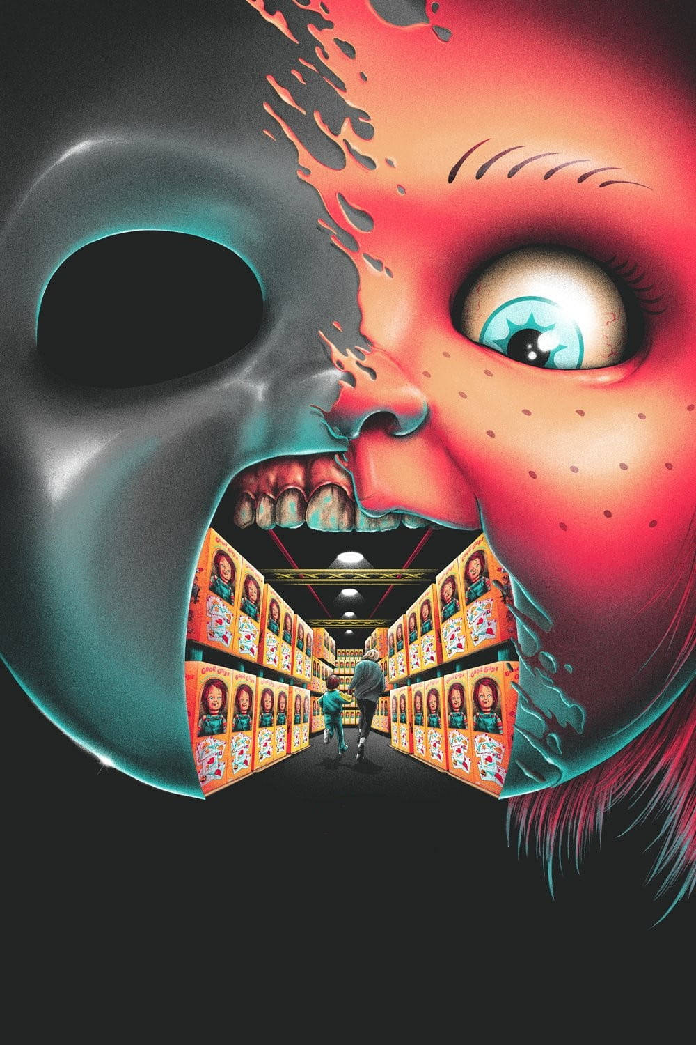 Chucky, half face, skull, HD Phone Wallpaper