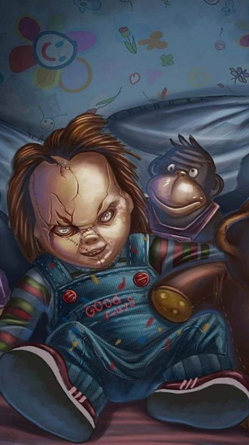 Chucky, killer doll, child's bed, HD Phone Wallpaper