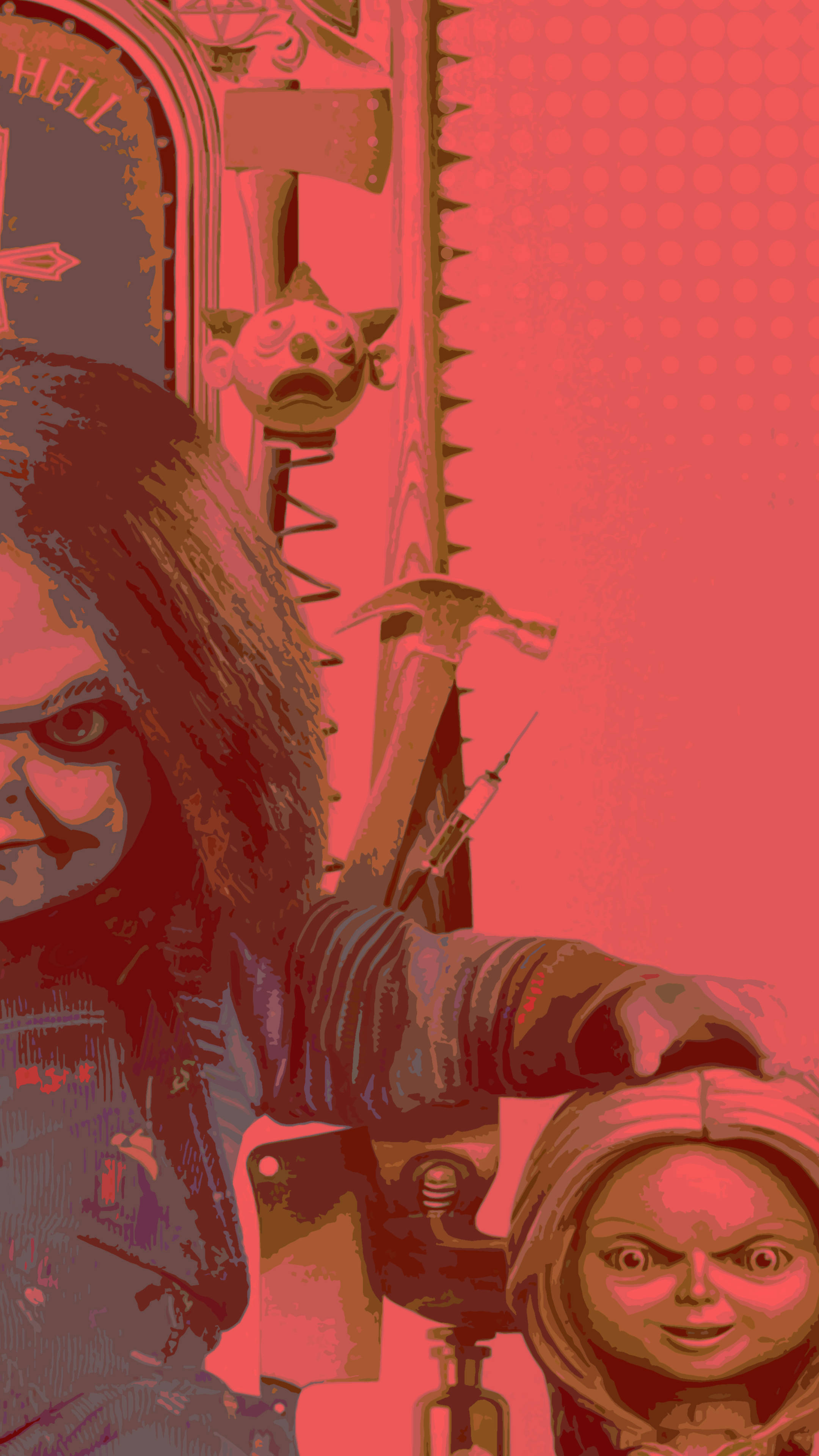 Chucky, chainsaw, doll, 4K Phone Wallpaper