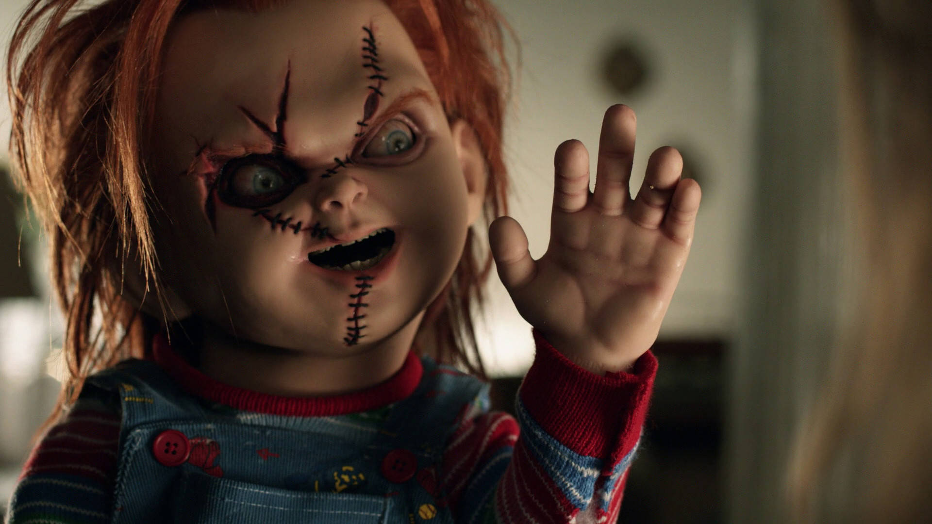 Chucky, waving hand, stitched scars, Full HD Desktop Wallpaper