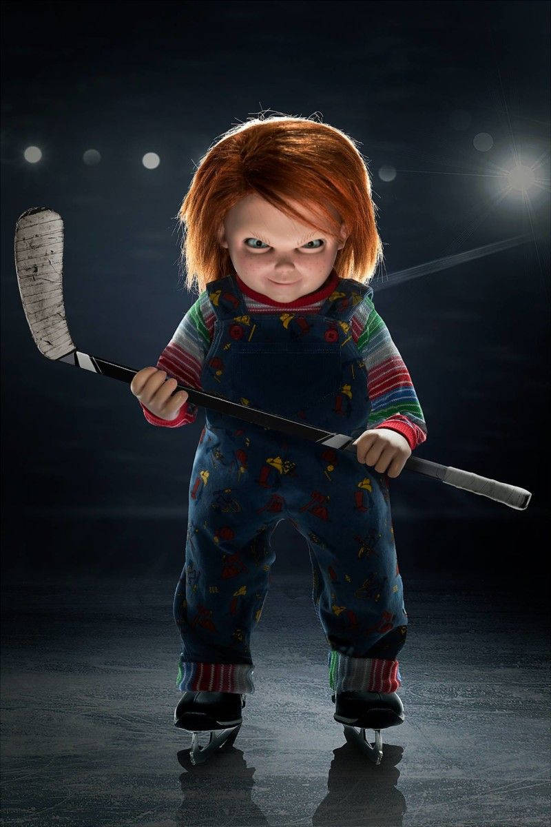 Chucky, hockey stick, ice, SD Phone Wallpaper