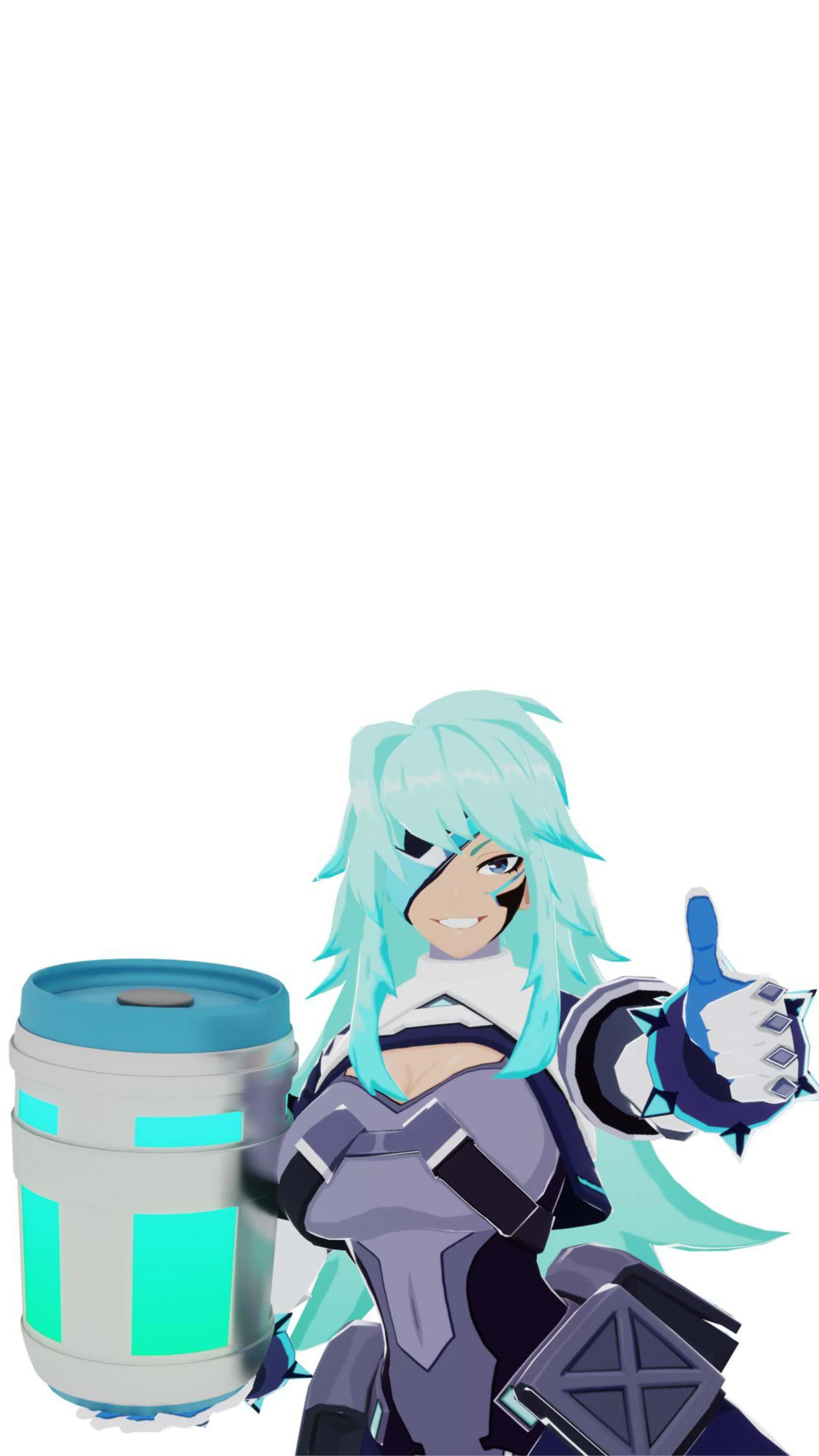 anime style character, cyan-haired, futuristic armor, 4K Phone Wallpaper