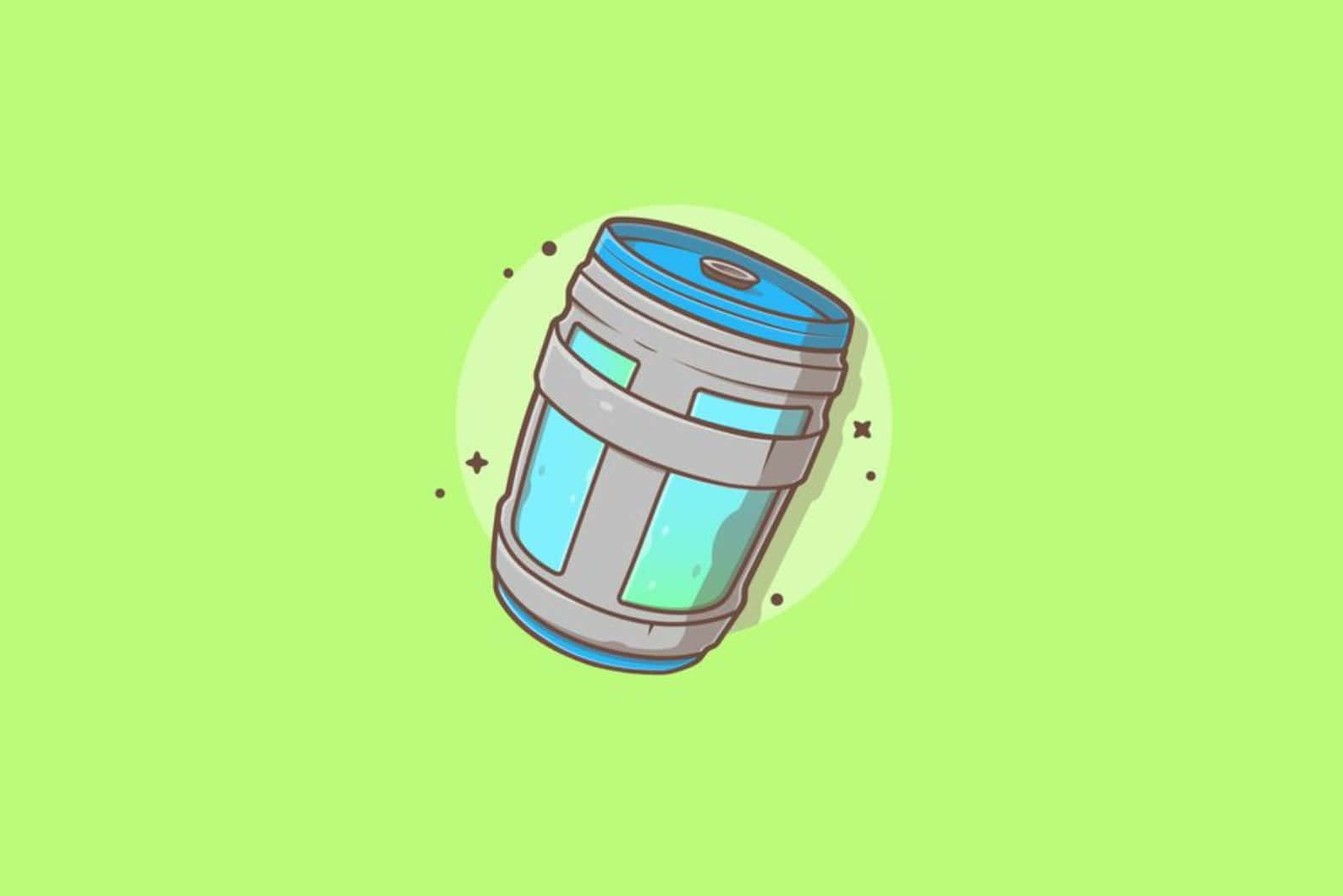 cartoon chug jug, metallic barrel, blue lid, HD Desktop Wallpaper