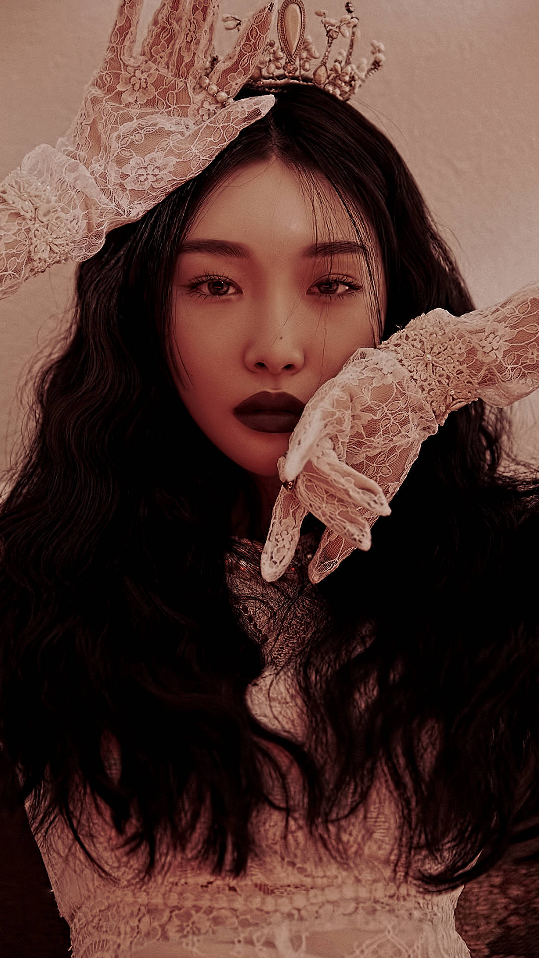 Chungha, lace crown, lace outfit, Full HD Phone Wallpaper
