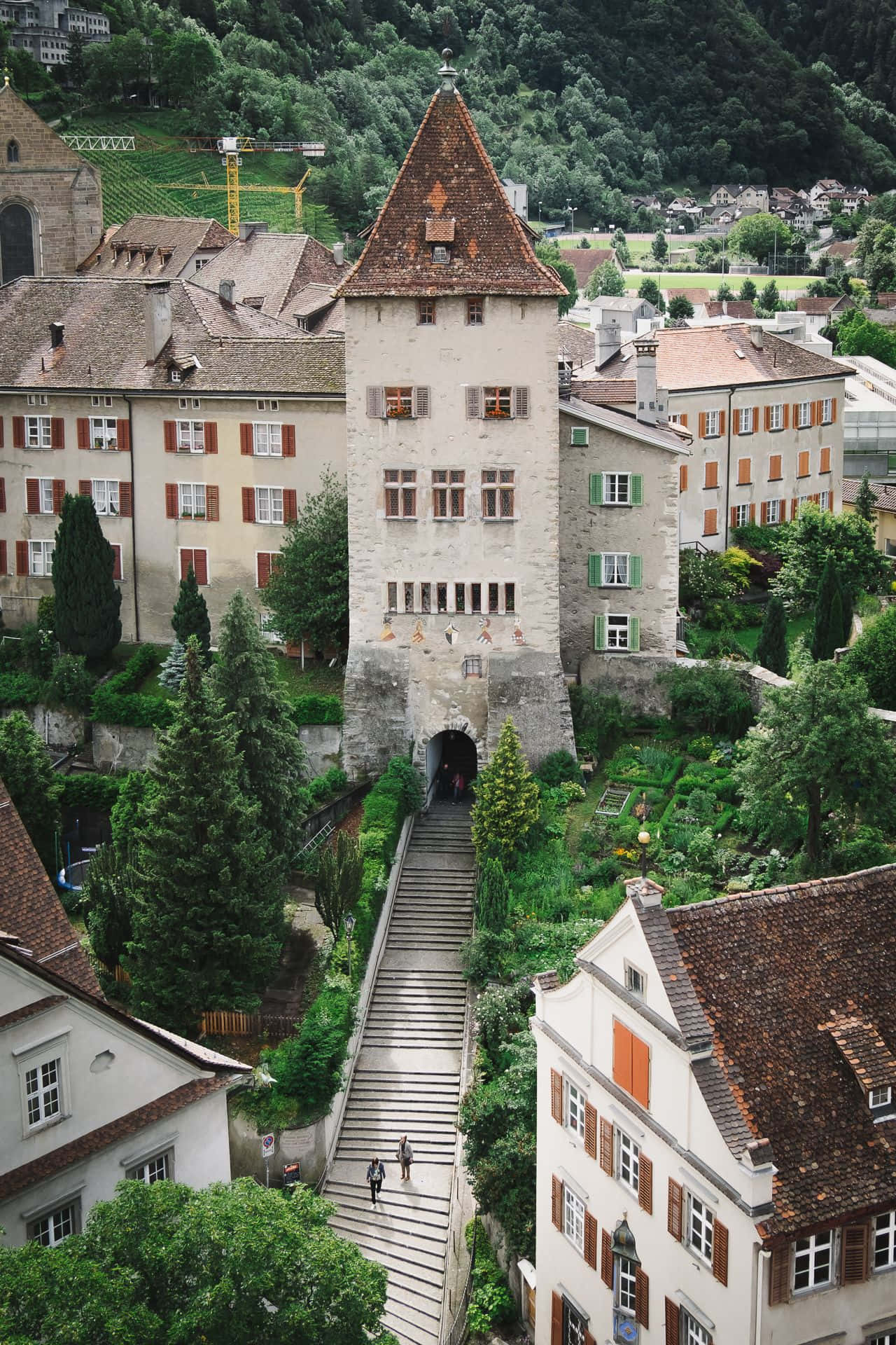 Chur, historic town, stone tower, Full HD Phone Wallpaper