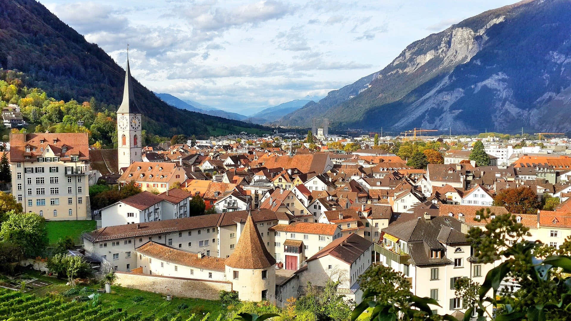 Chur, mountains, autumn-colored mountains, Full HD Desktop Wallpaper