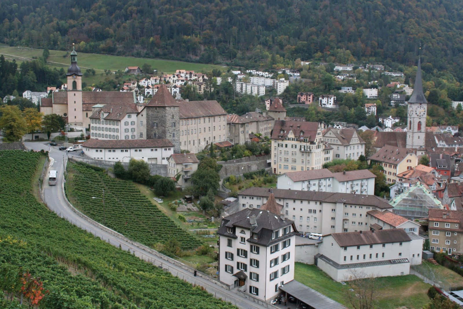 Chur, vineyard, stone buildings, HD Desktop Wallpaper