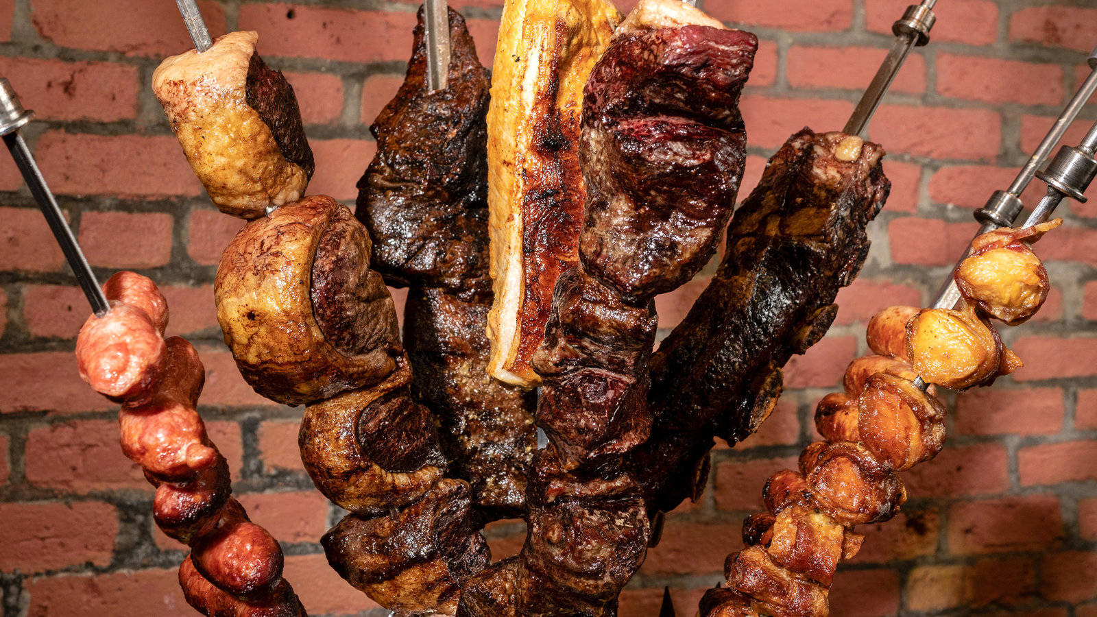 Churrasco, skewers, grilled meats, HD Desktop Wallpaper