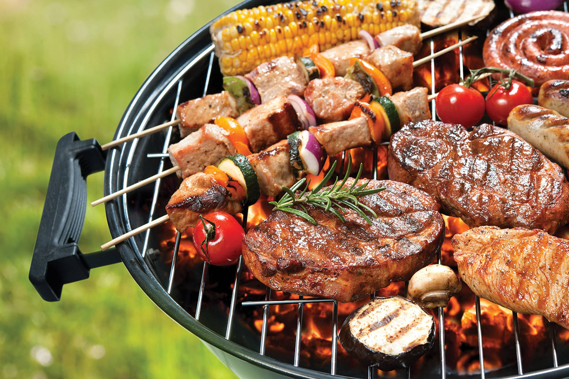 Churrasco, charcoal grill, flames, Full HD Desktop Wallpaper