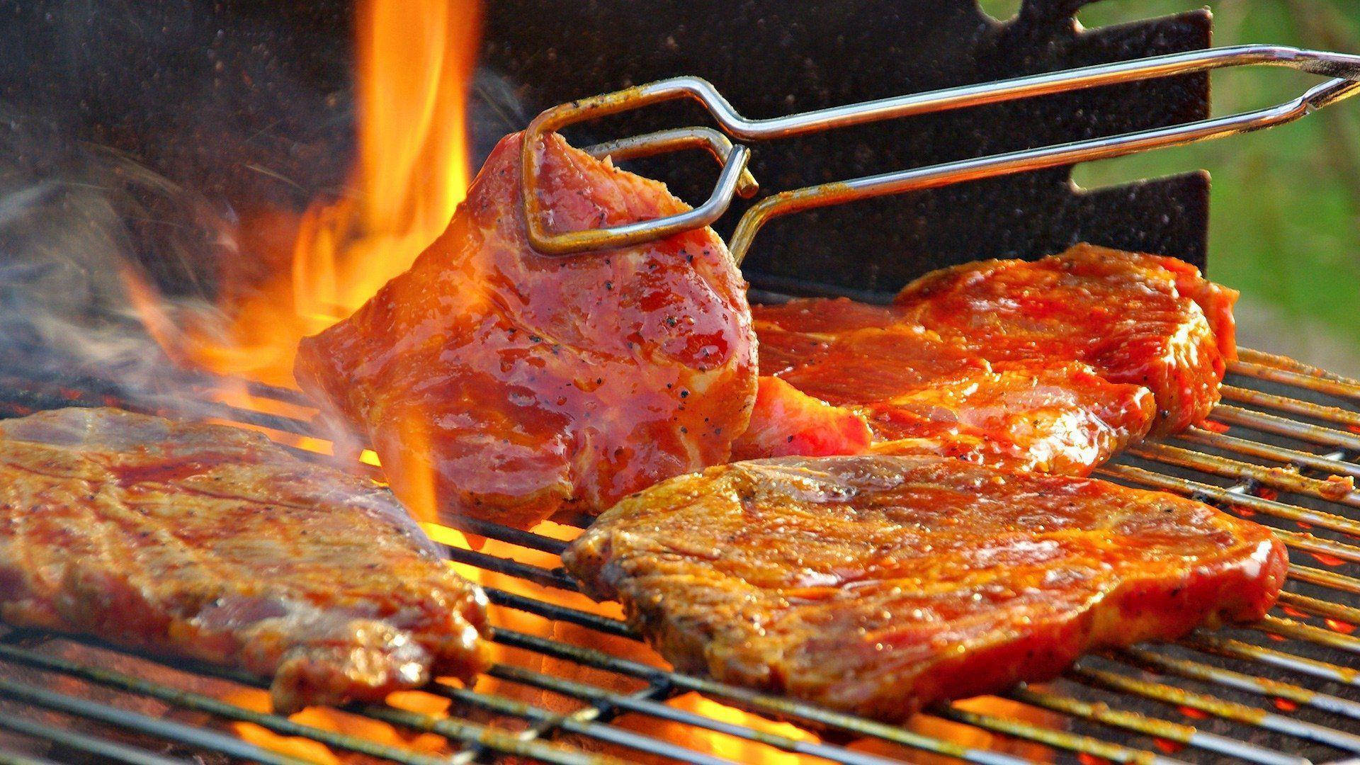 Churrasco, grilled, marinated steaks, Full HD Desktop Wallpaper