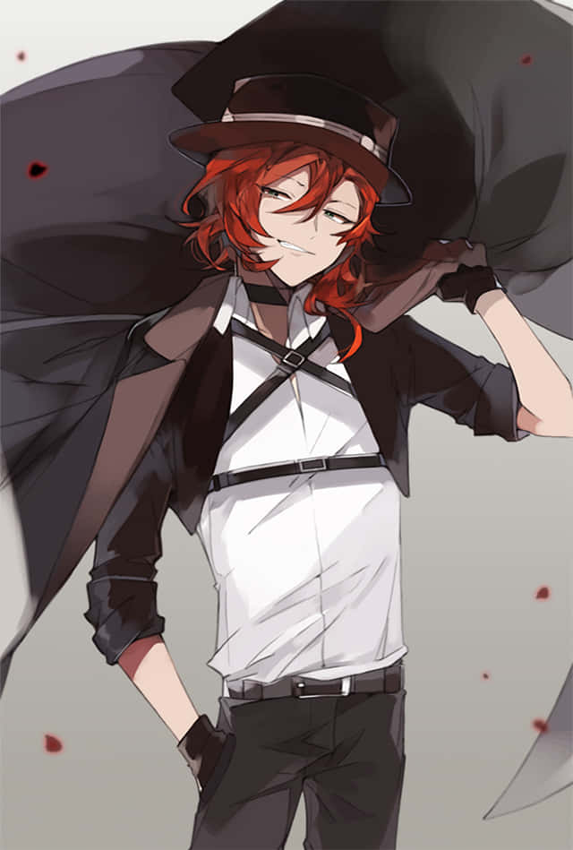 Chuuya Nakahara, red-haired, black hat, SD Phone Wallpaper