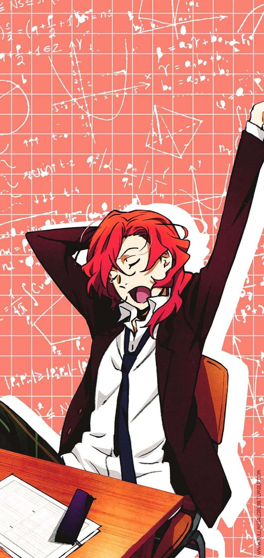 Chuya Nakahara, red-haired anime student, school uniform, HD Phone Wallpaper