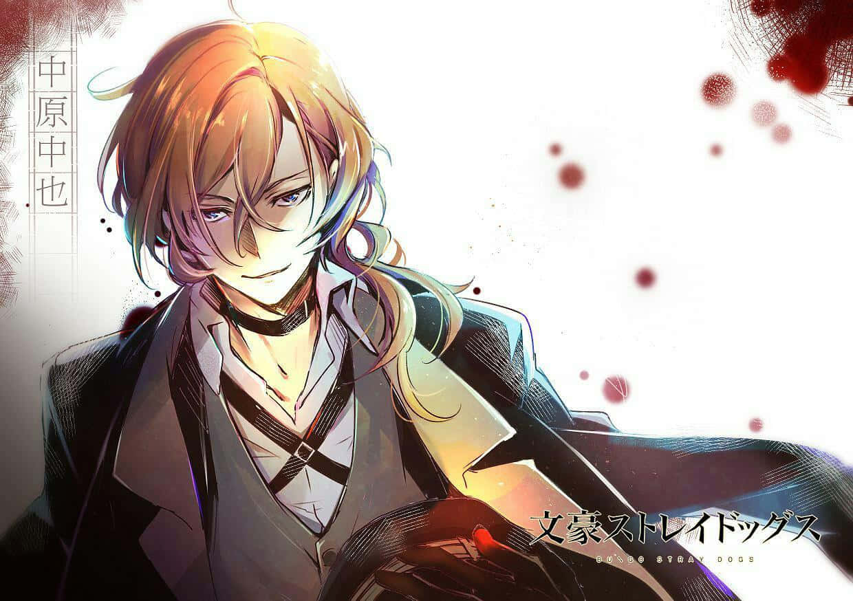 Chuya Nakahara, golden hair, dark coat, SD Desktop Wallpaper