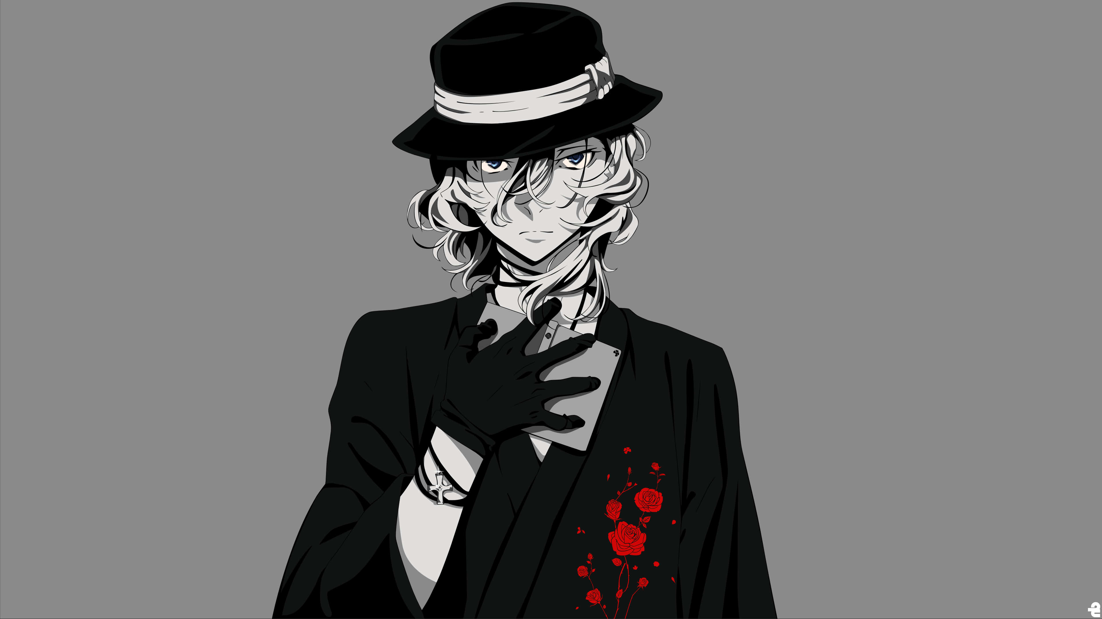 Chuya Nakahara, black suit, hat, 4K Desktop Wallpaper